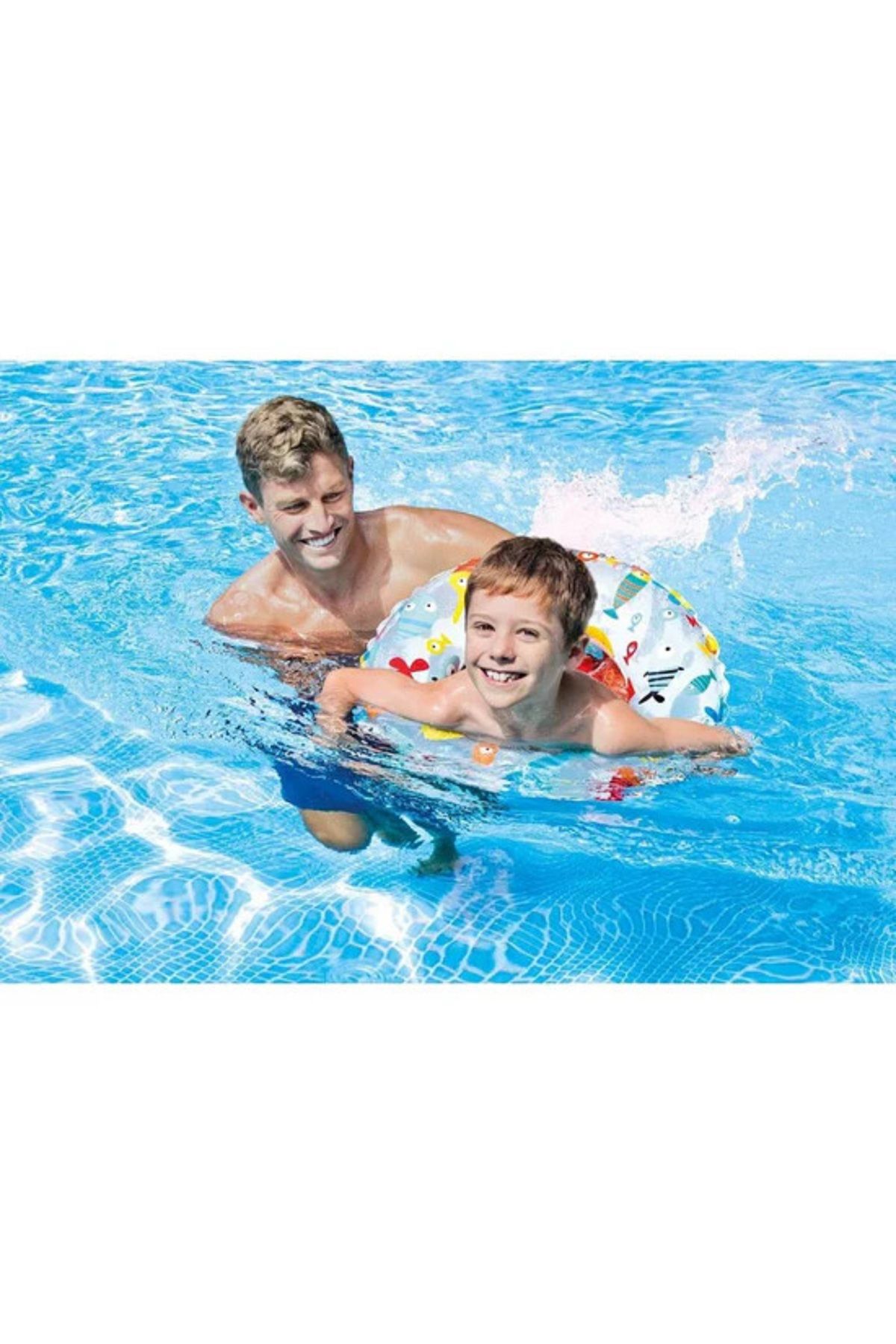 MAİN SHOP Intex Balık Baskılı Simit Şişme Havuz ve Deniz Yüzme Simidi Çocuk Can Simidi 3-6 Yaş 51 cm M-59230