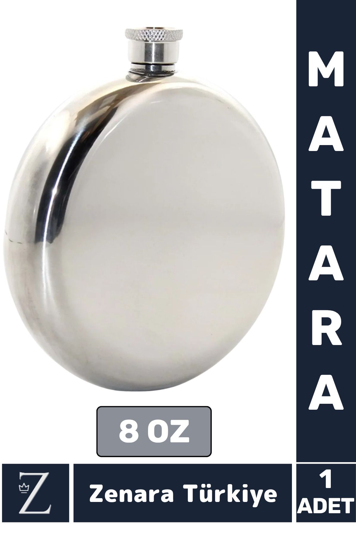 Zenara Yüksek Kalite Dayanıklı Hediye Kamp Piknik Yürüyüş Plaj Outdoor Alkol Konyak Yuvarlak Matara 8 OZ