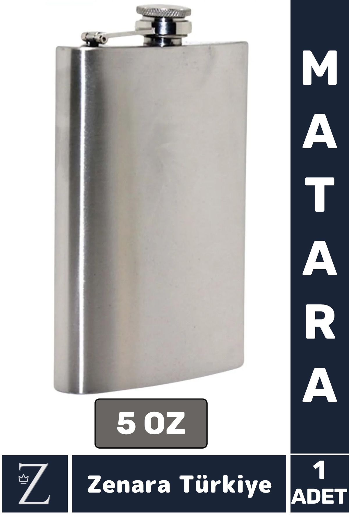 Zenara Yüksek Kalite Dayanıklı Hediye Kamp Piknik Yürüyüş Plaj Outdoor Alkol Konyak Özel Model 5 OZ Matara