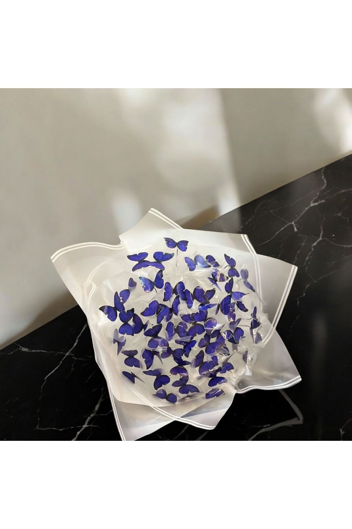 ellobutik LED Işıklı Kelebek Buketi Mavi