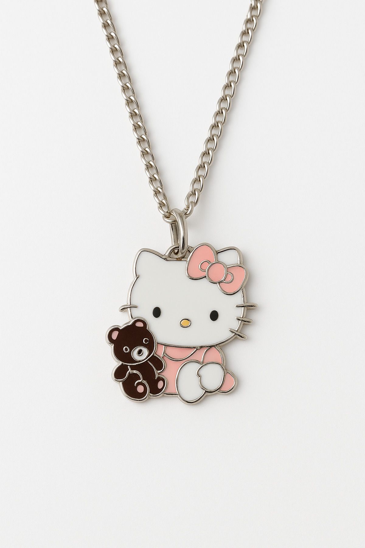 MakeWell Hello Kity Cinnammaroll Tasarımlı Gümüş Renkli Çocuk Kolyeleri