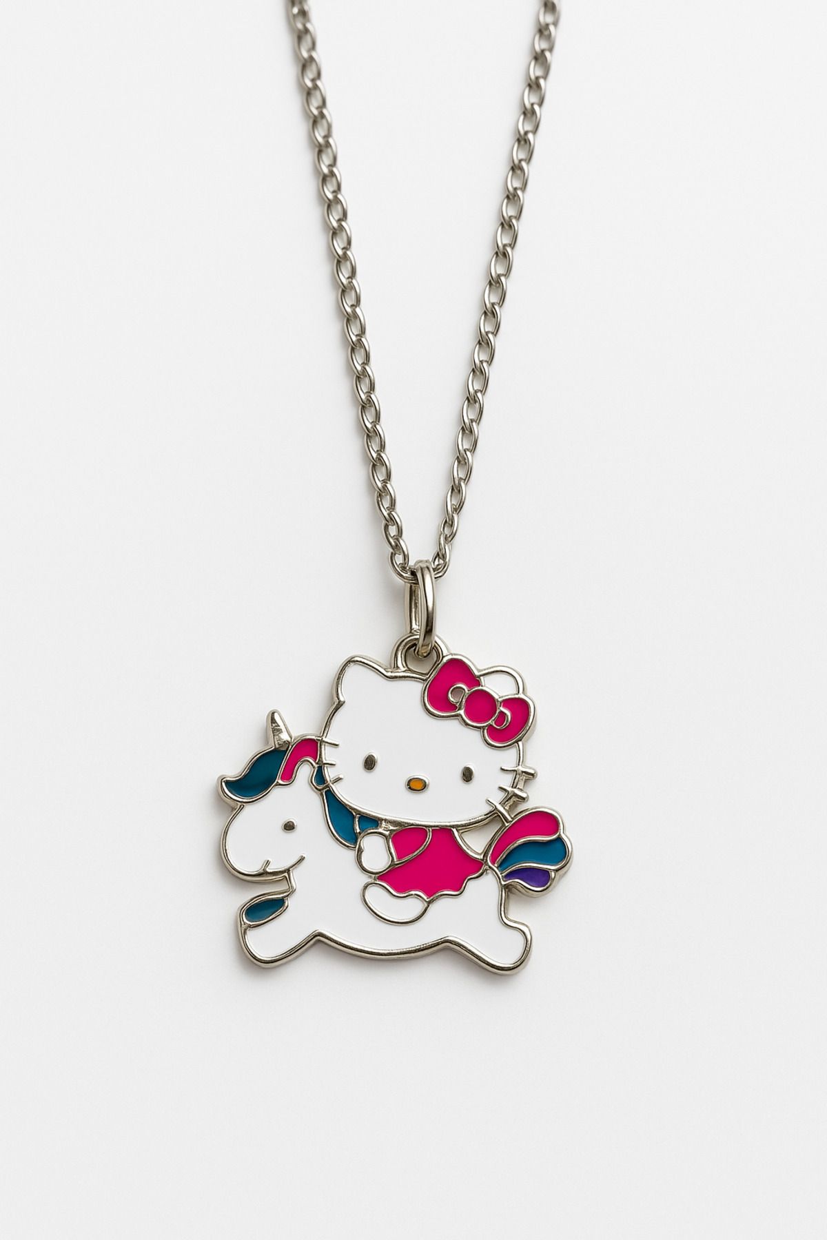 MakeWell Hello Kity Cinnammaroll Tasarımlı Gümüş Renkli Çocuk Kolyeleri