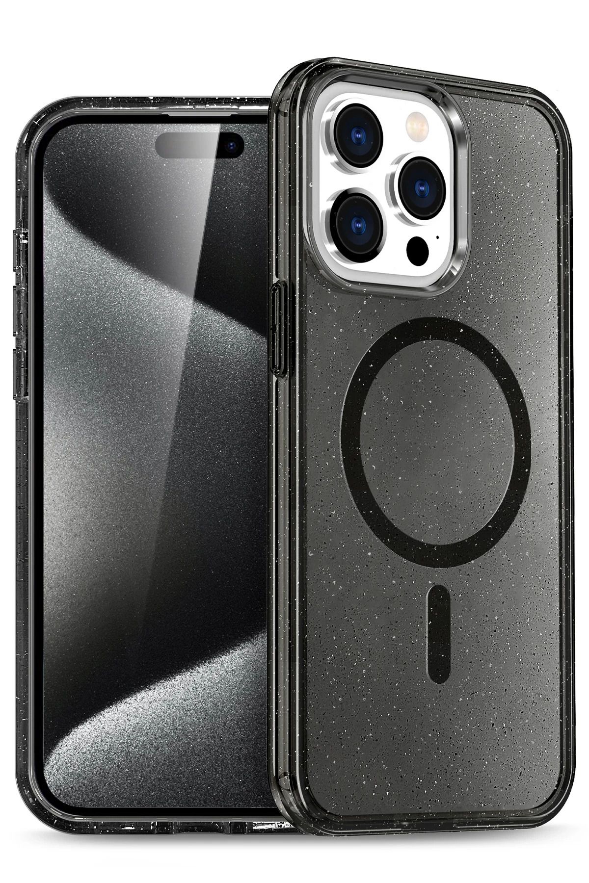 cepmoda iPhone 15 PRO MAX Telefon Kılıfı | Lüx, Renkli, Sim Detaylı, Magsafe Kapak g10wv2 | SİYAH