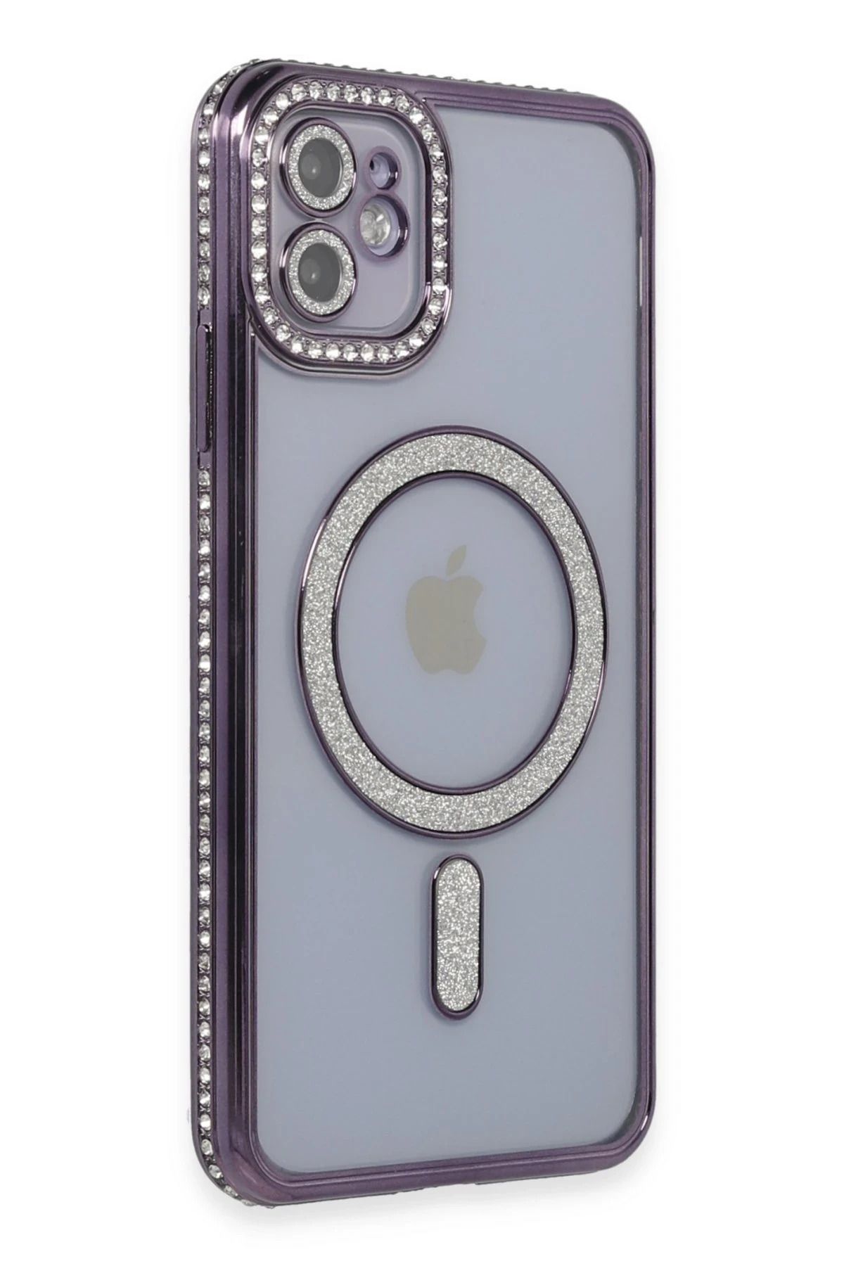 NewFace iPhone 11 Kılıf Joke Simli Magneticsafe Kılıf - Derin Mor YNSMR