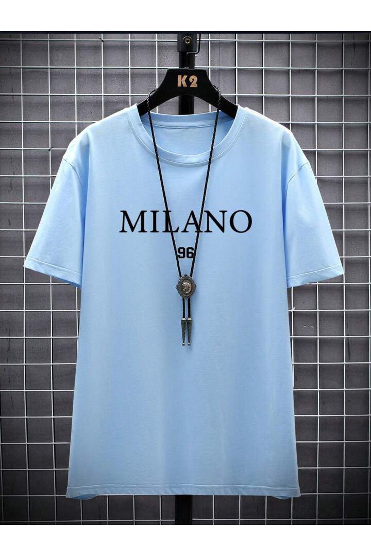 Tarzsokak Mavi Milano baskılı unisex oversize