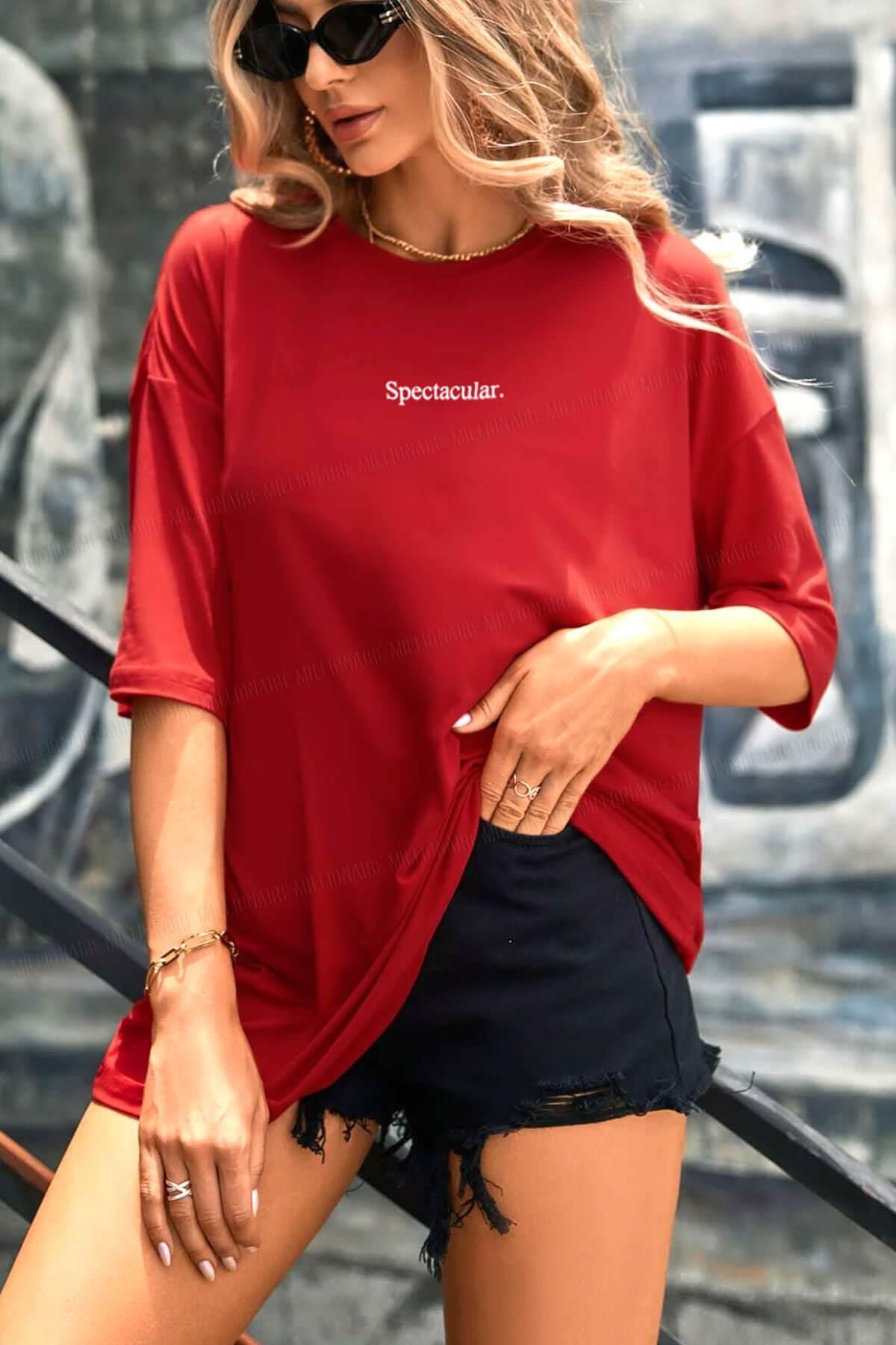 Tarzsokak Spectacular Kırmızı Oversize Salas Boyfriend Kadın