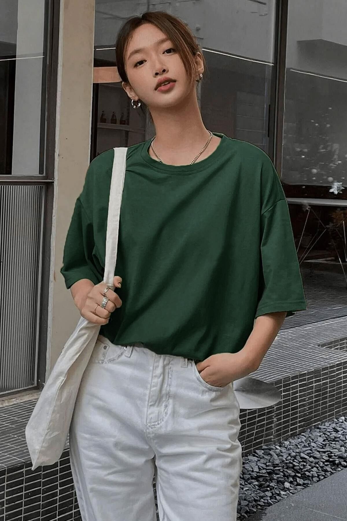 Tarzsokak Kadın Nefti Basic Düz Baskısız Oversize Salas