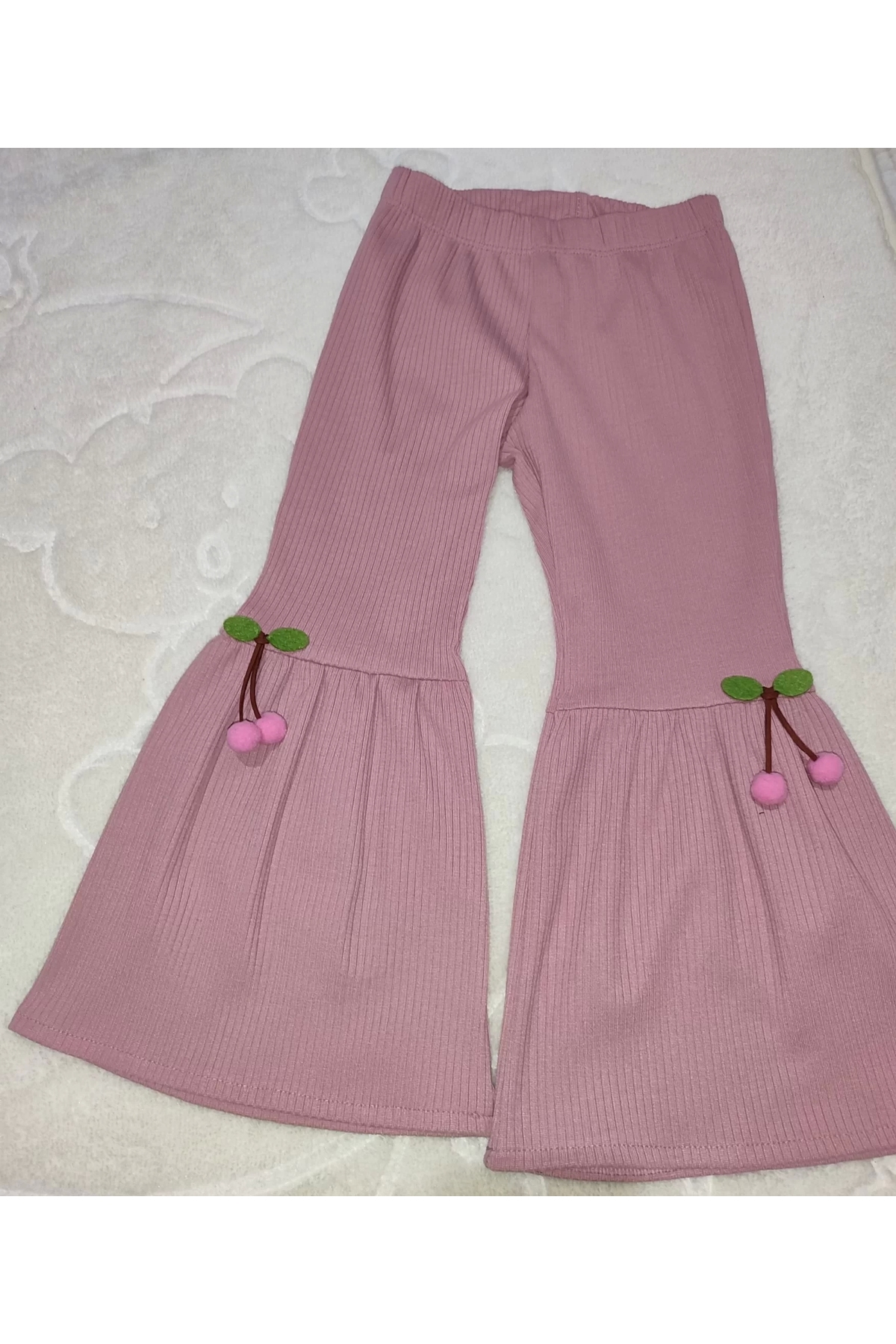 ALFA AKSESUAR 03 1-2-3-4 Yaş Kiraz Baskılı Tişört İspanyol Paçalı Likralı 2li Kız Çocuk Takımı Gül Kurusu fotoğrafı 3 (önizleme)