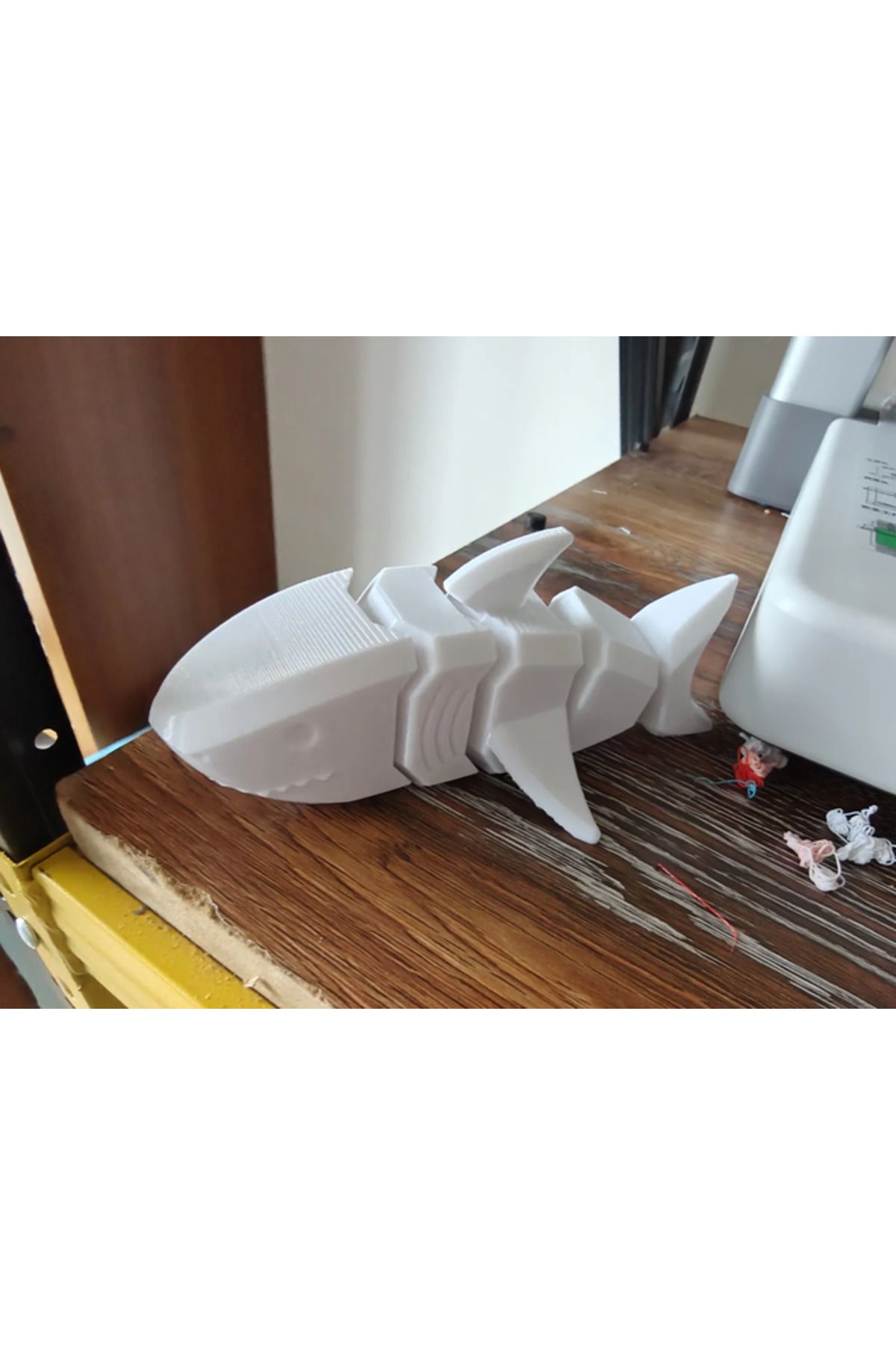 TSC 10CM Ufak Hareketli Bebek Köpek Balığı PLA Doğal Malzeme Beyaz