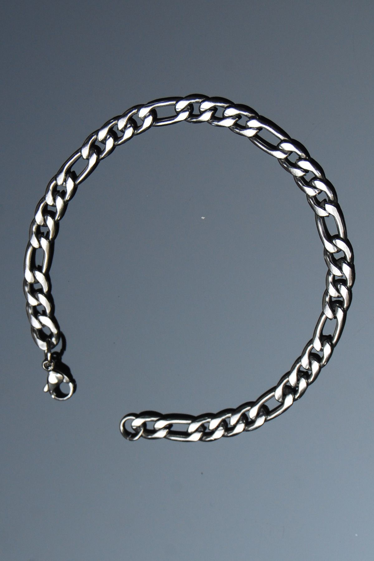 Rua Jewelry Figaro Model Zincir Paslanmaz Çelik Bileklik Gümüş Renk - 21cm - 5mm