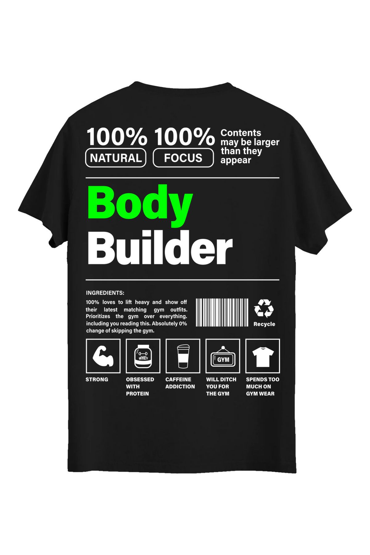 srcmarket Body, Gym Sporcularına Özel, Body Gym Baskılı Unisex Tshirt