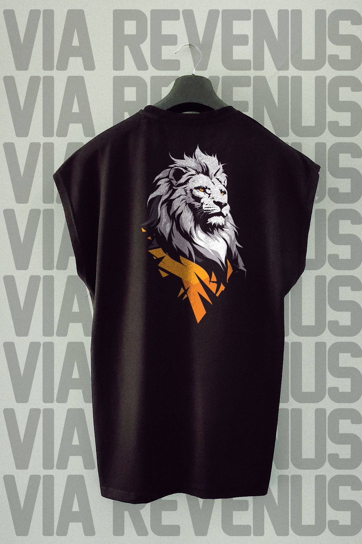 Vordevia Aslan Sırt Baskılı Sıfır Kollu Bisiklet Yaka Spor Tshirt
