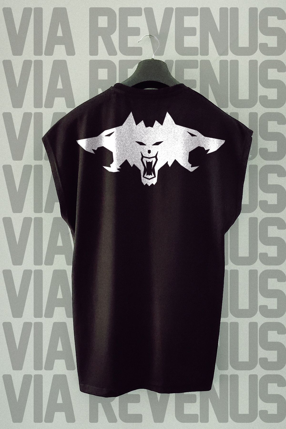 Vordevia Kurt Sırt Baskılı Sıfır Kollu Bisiklet Yaka Spor Tshirt