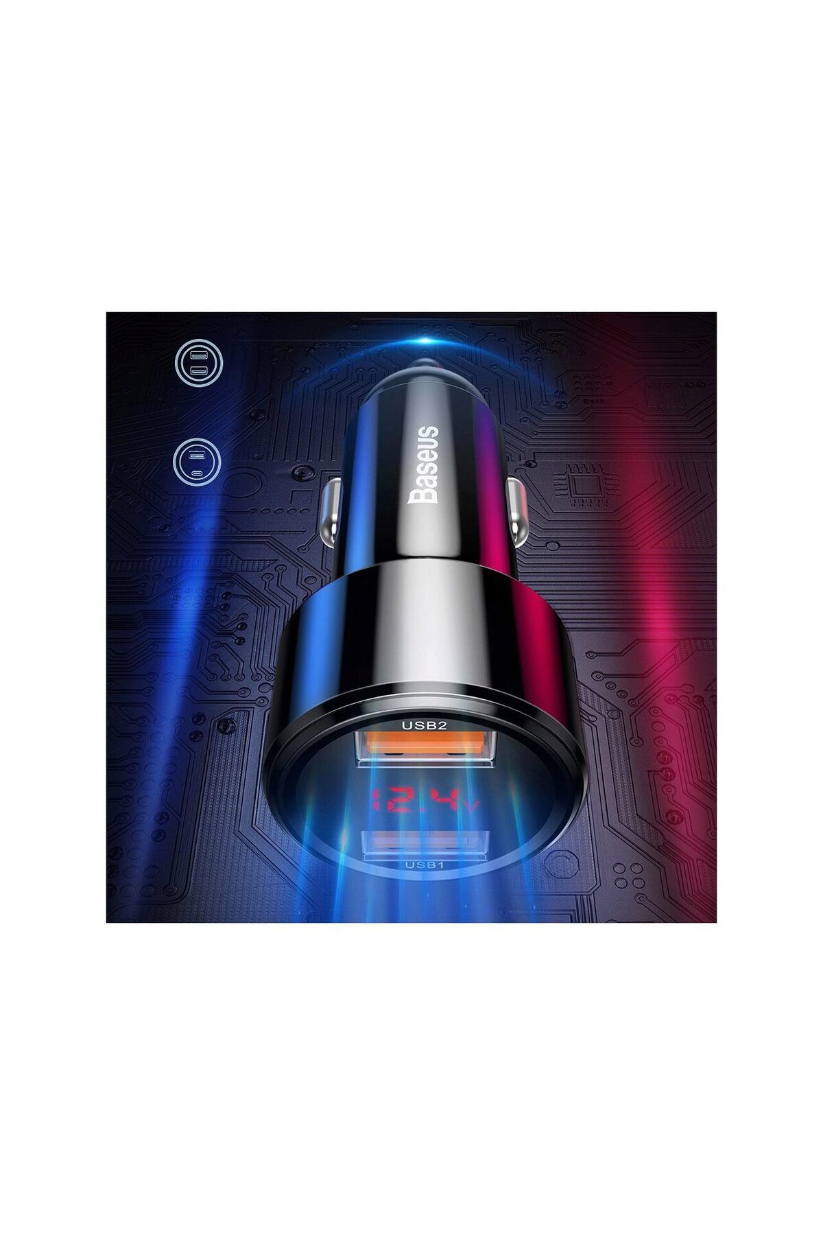Baseus-Incarcator Auto Dual Magic Series Quick Charger Black (DIGITAL DISPLAY, OUTPUT 6A, 45W) 3