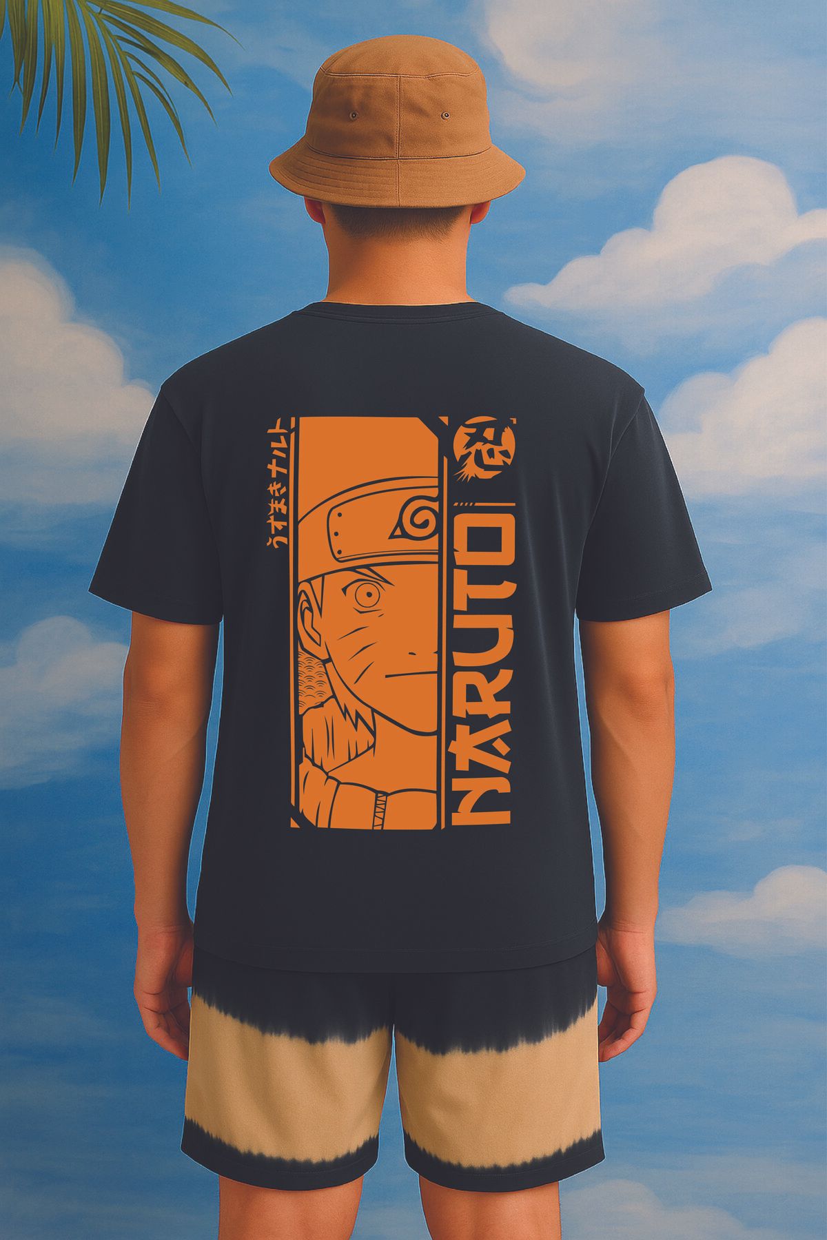 By Caspita Fashion Lenithra Naruto Anime Sırt Baskılı Unisex Oversize Füme T-shirt