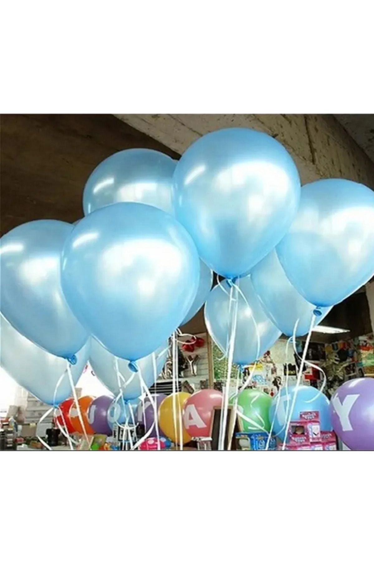 Parti Zamanı 12 inch 30 cm Balon 10 Adet Metalik Açık Mavi