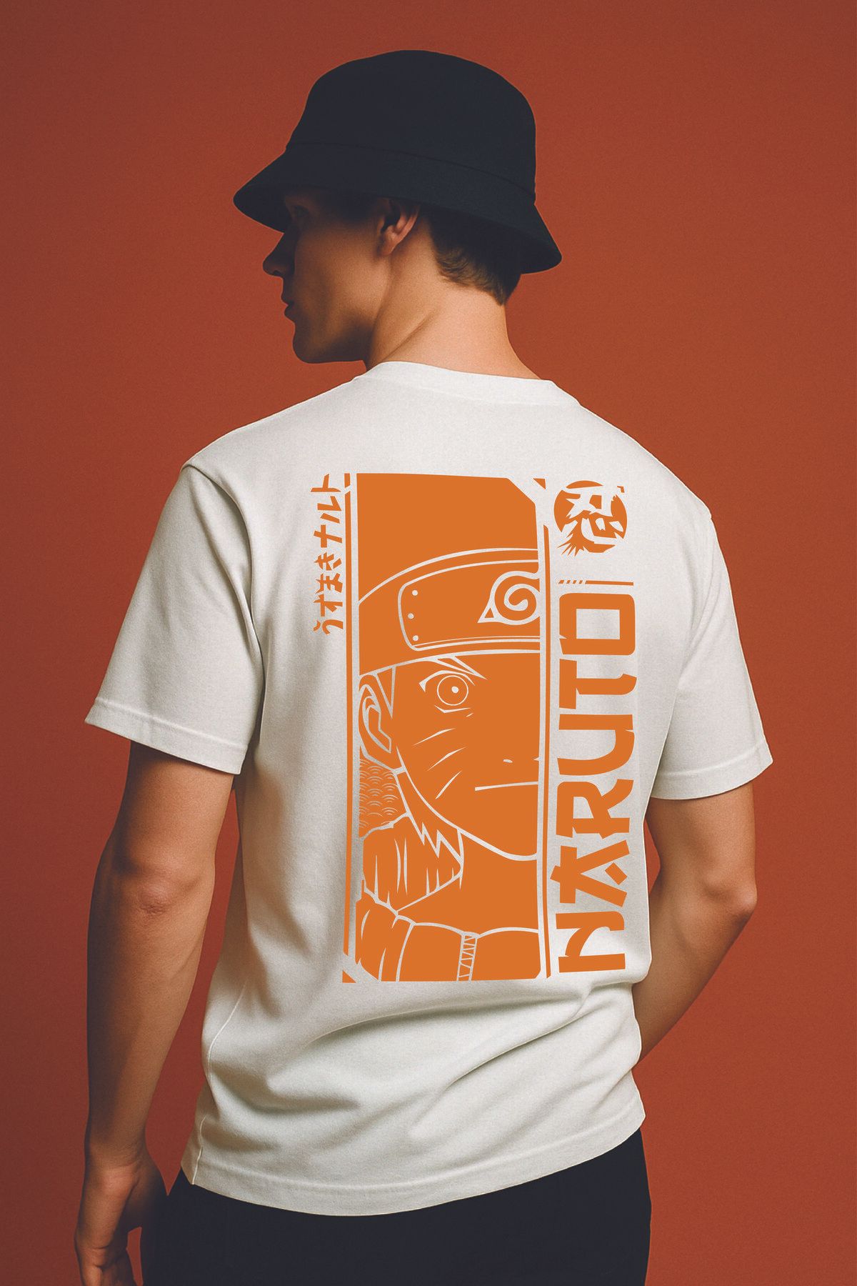 By Caspita Fashion Lenithra Naruto Anime Sırt Baskılı Unisex Oversize Beyaz T-shirt