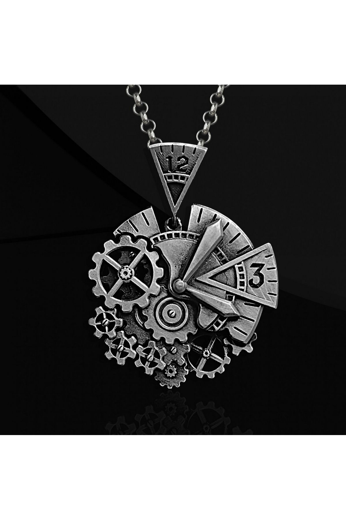 Abel Custom Ring Zamanın Çarkı Gümüş Kolye