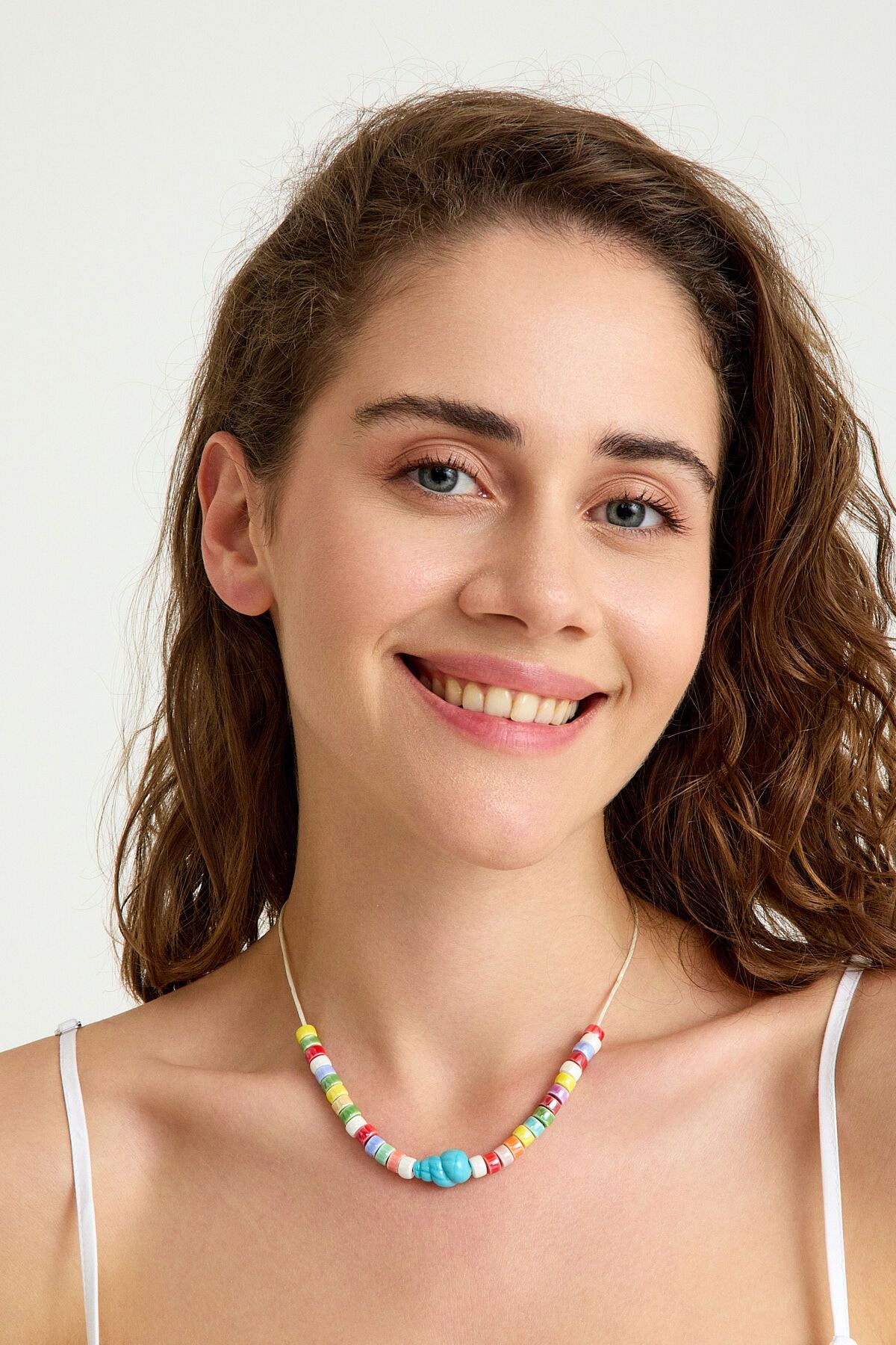 Soa Jewellery Onda – Renkli Seramik ve Mavi Murano Charm Yaz Kolyesi | Soléna