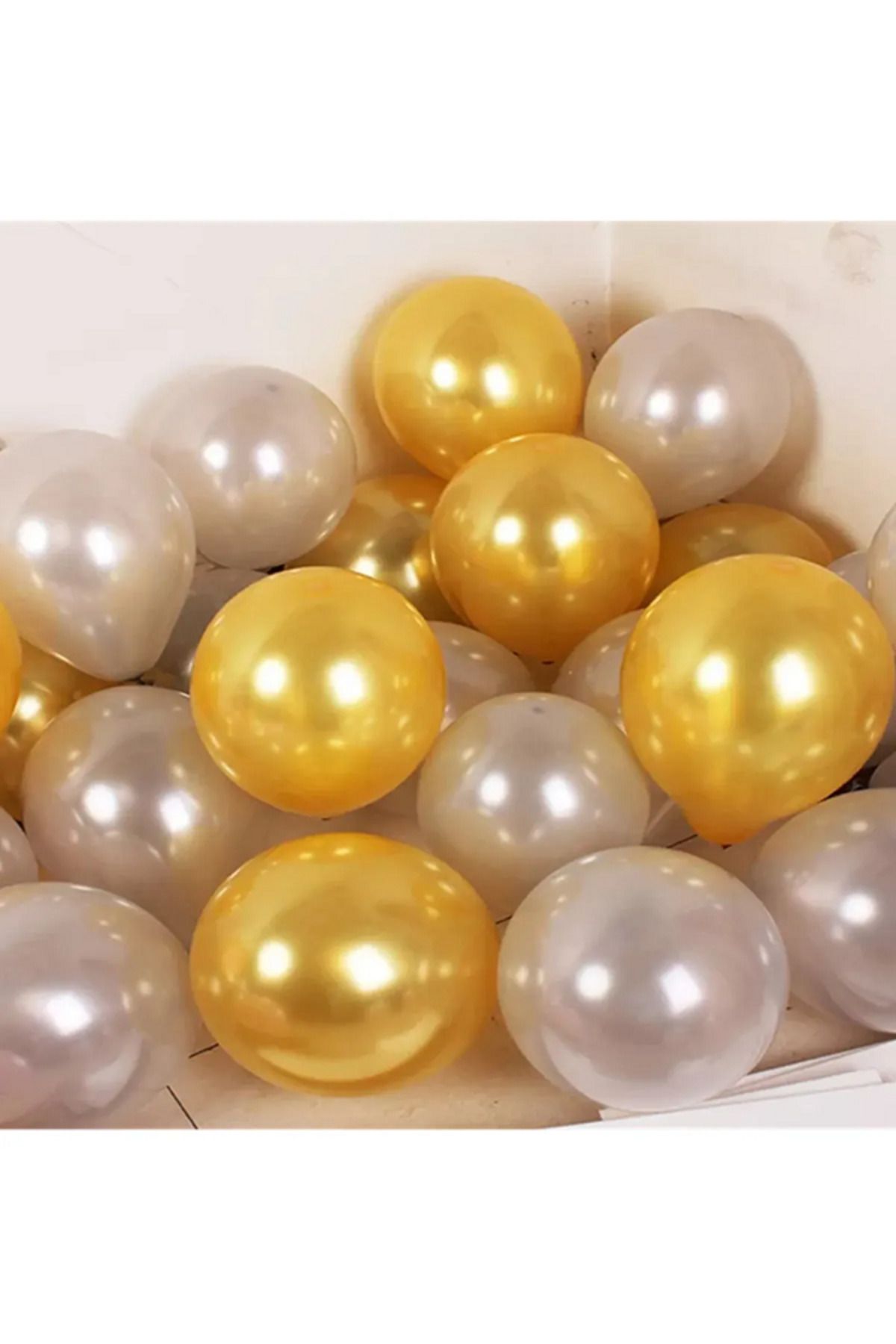 Parti Zamanı 12 inch 30 cm Balon 10 Adet Metalik Altın - Metalik Gümüş