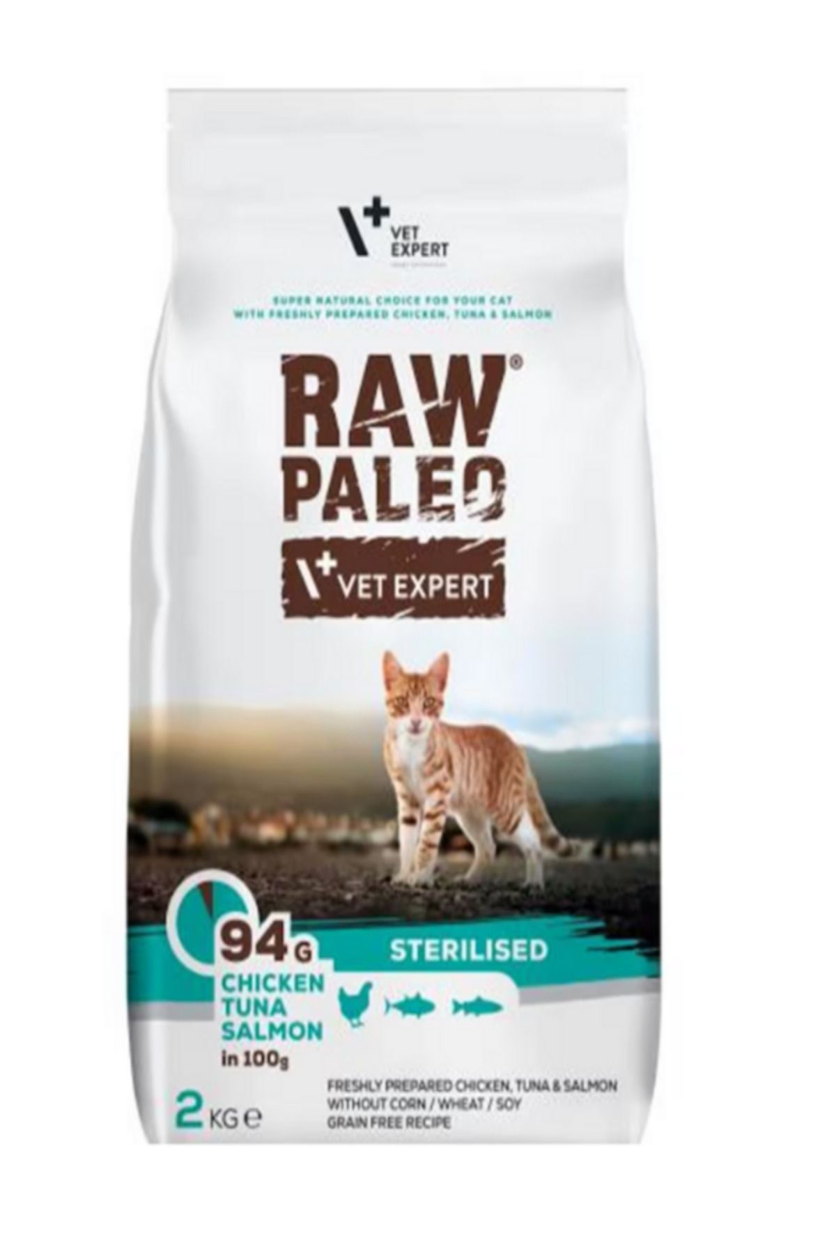 vet expert Raw Paleo Sterilised Cat Chicken&tuna&salmon (Kısır Kedi Maması) 2 kg