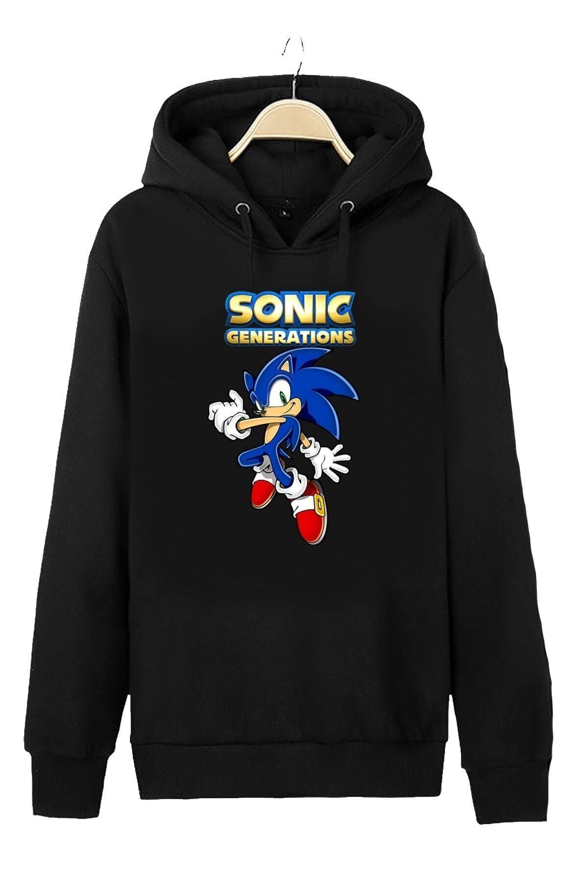 Pisa Art Oversize Sonic Unisex Kapüşonlu Sweatshirt