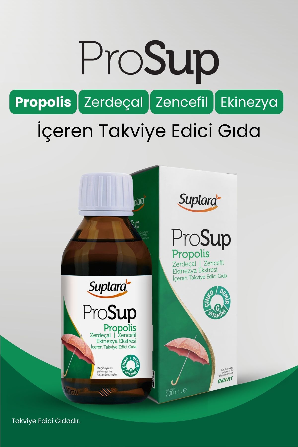 Suplara Prosup Propolis Zerdeçal Zencefil Ekinezya Ekstresi İçeren Takviye Edici Gıda 200 ml