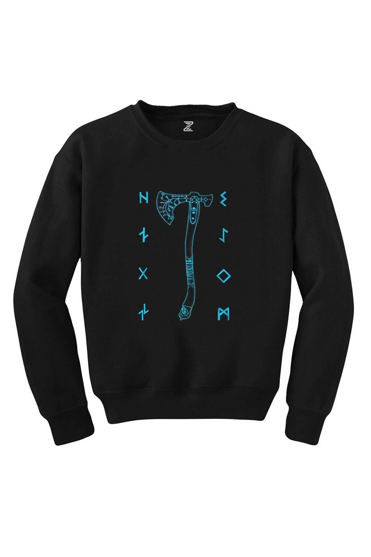 Pisa Art God Of War Ragnarok Kratos Baltası Siyah Sweatshirt