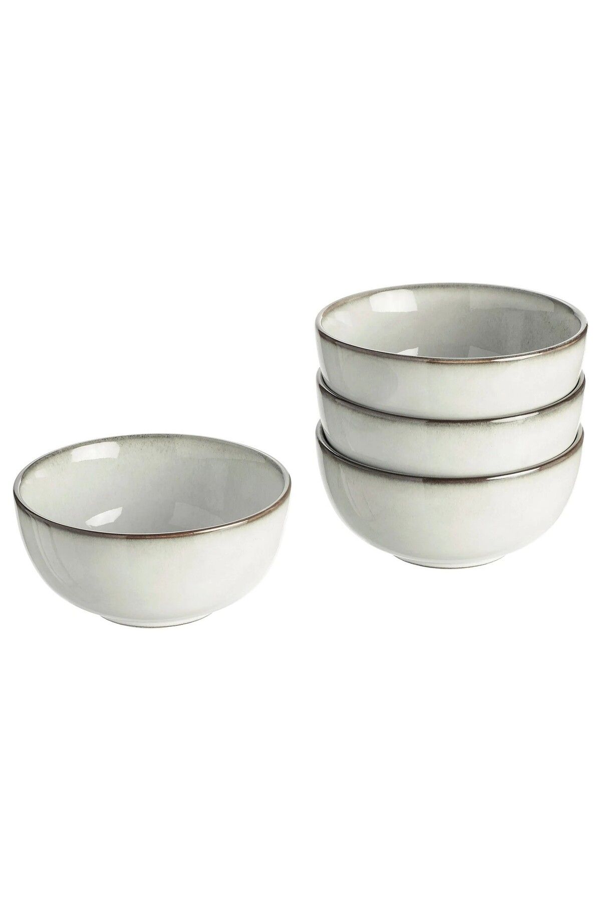 IKEA KALİTELİ 4 Adet Beyaz Kase Çap 14 Cm İkea 4'lü Set Çorba Salata Sunum Kasesi Hacim 500 ml Gri Renk