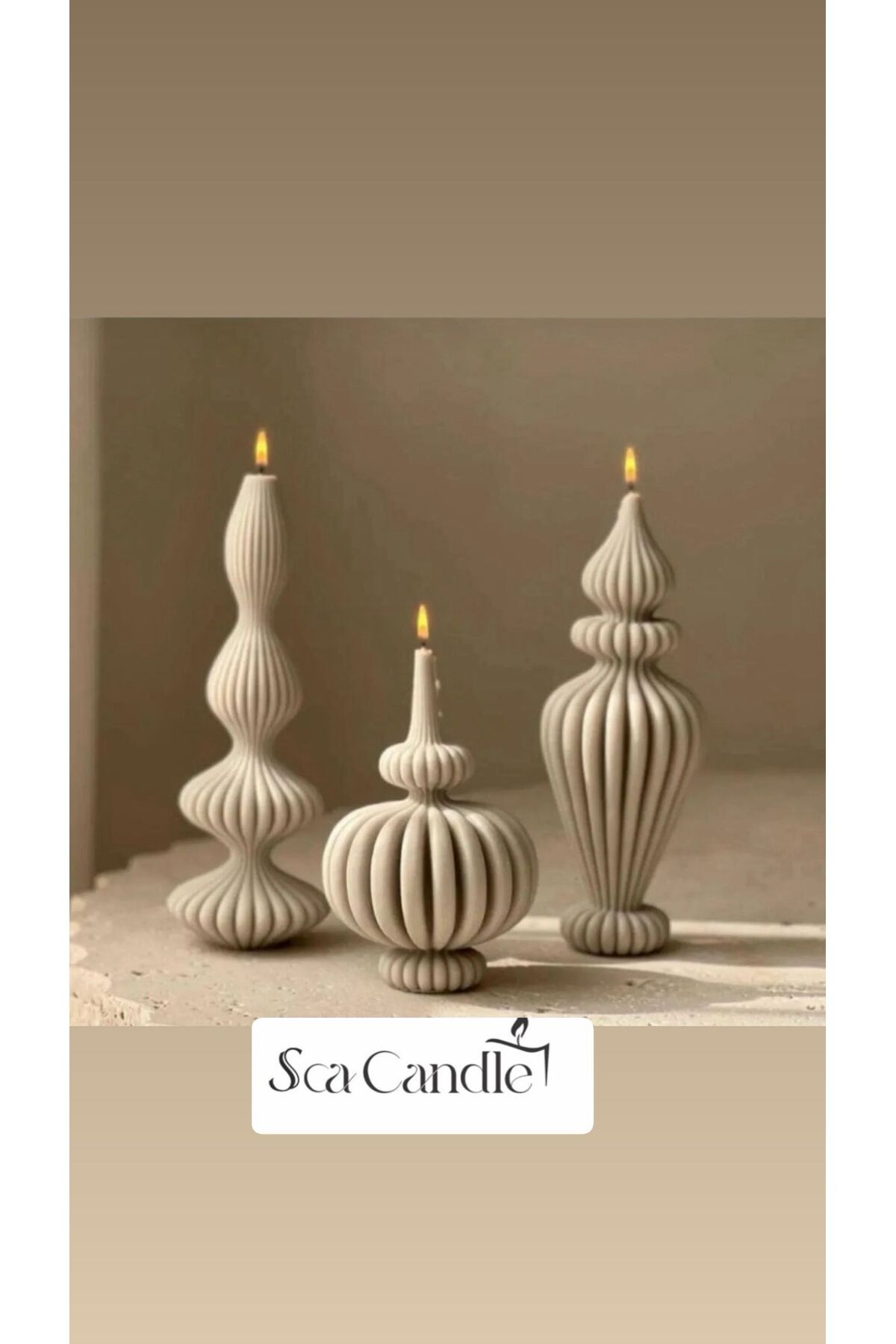 SCA CANDLE Marako Model aÇIK Ketan Dekoratif Mum Candle ÜÇLÜ SET