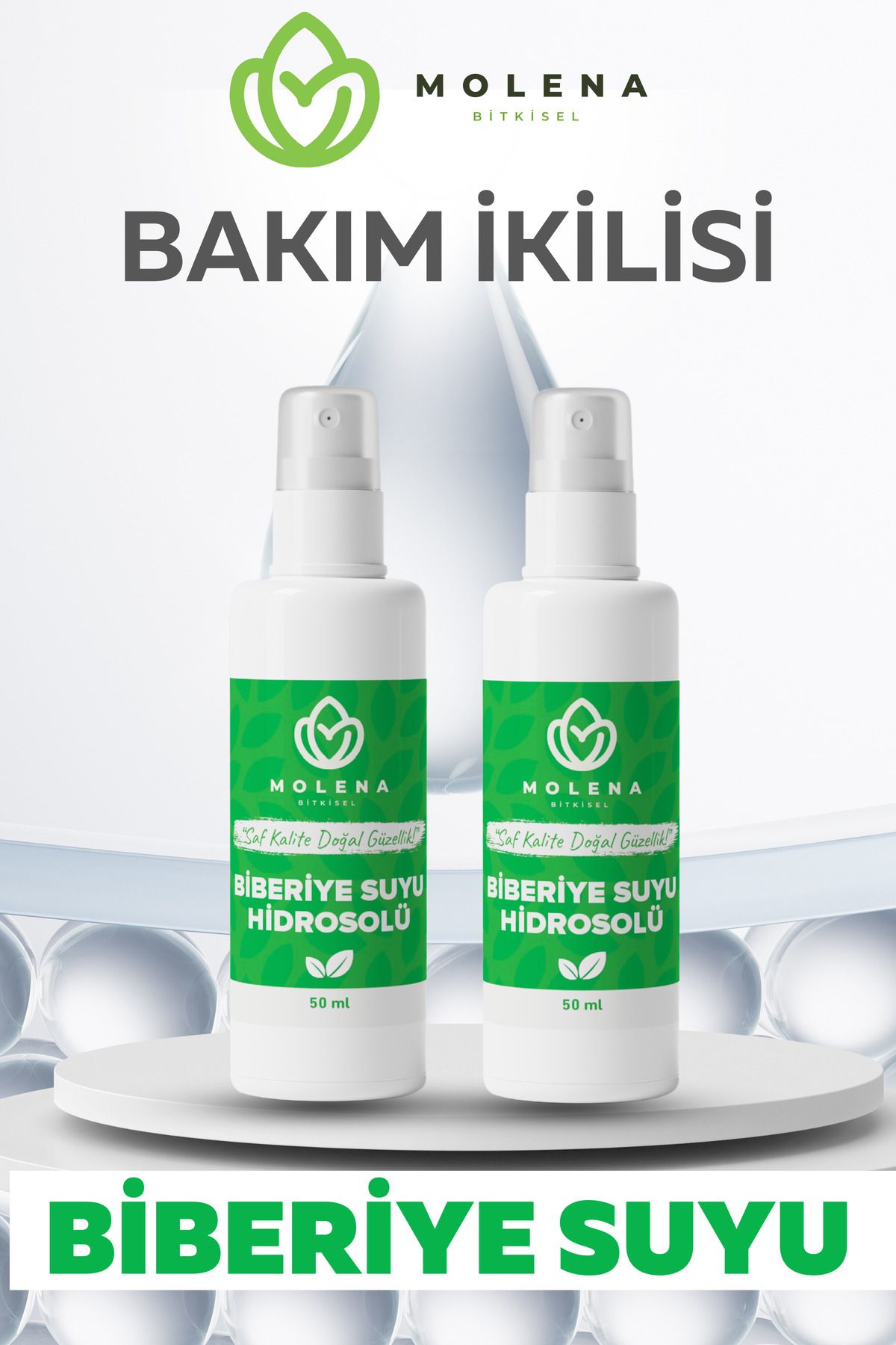 MOLENA BİTKİSEL Biberiye Suyu Hidrosolü İkili Bakım Seti - 2 x 50 ml - Molena Bitkisel