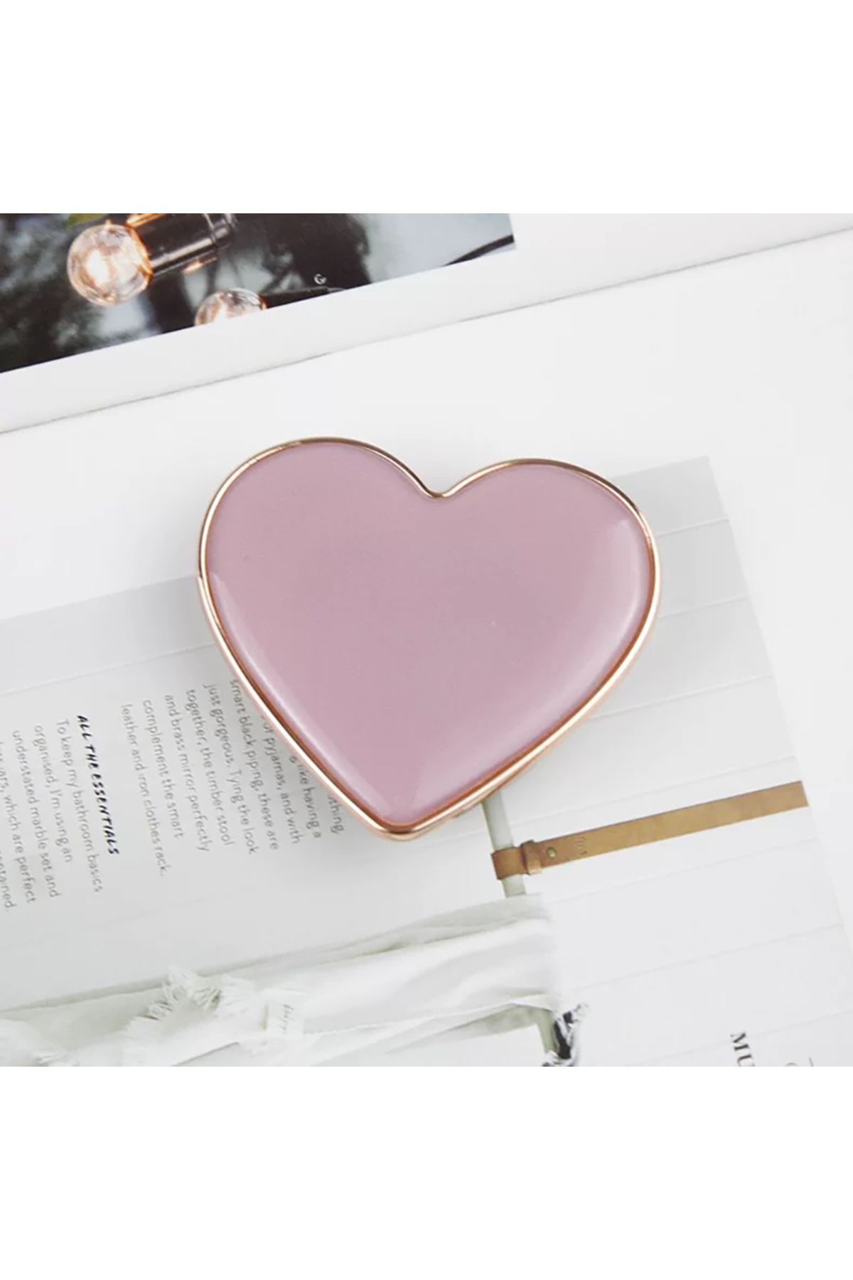 EDELFU Popsocket Altın Kenarlı Kalp Desenli Renkli Telefon Tutacağı Sert Yüzey Yapışkanlı Parmak Tutucu