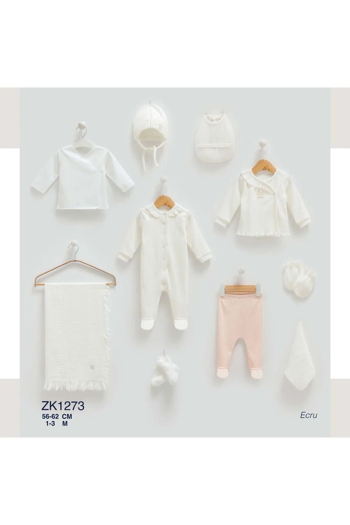 Caramell Yeni Doğan Hastane Çıkışı 10 Lu Set Özel Kumaş Sevgi Dolu Romantik Renk Ve Çeşit -**1273-- Ekru