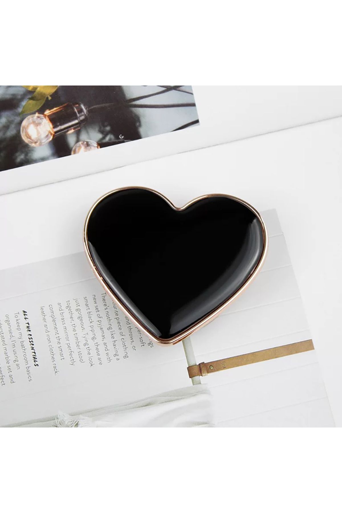 EDELFU Popsocket Altın Kenarlı Kalp Desenli Renkli Telefon Tutacağı Sert Yüzey Yapışkanlı Parmak Tutucu