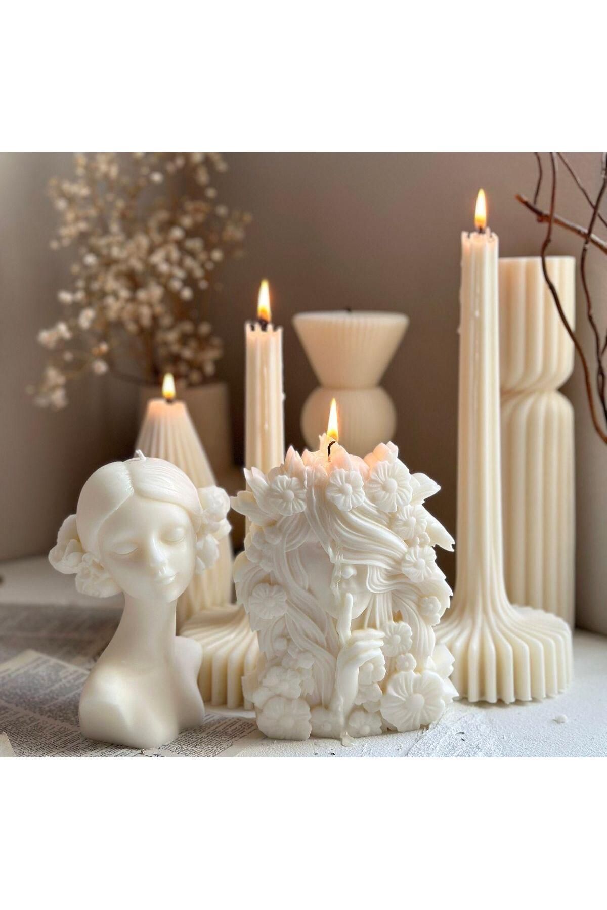 SCA CANDLE Dekoratif mum Lara model 1 Adet +Silvana 1 Adet +Kadın model 1 Adet toplam 3 parça