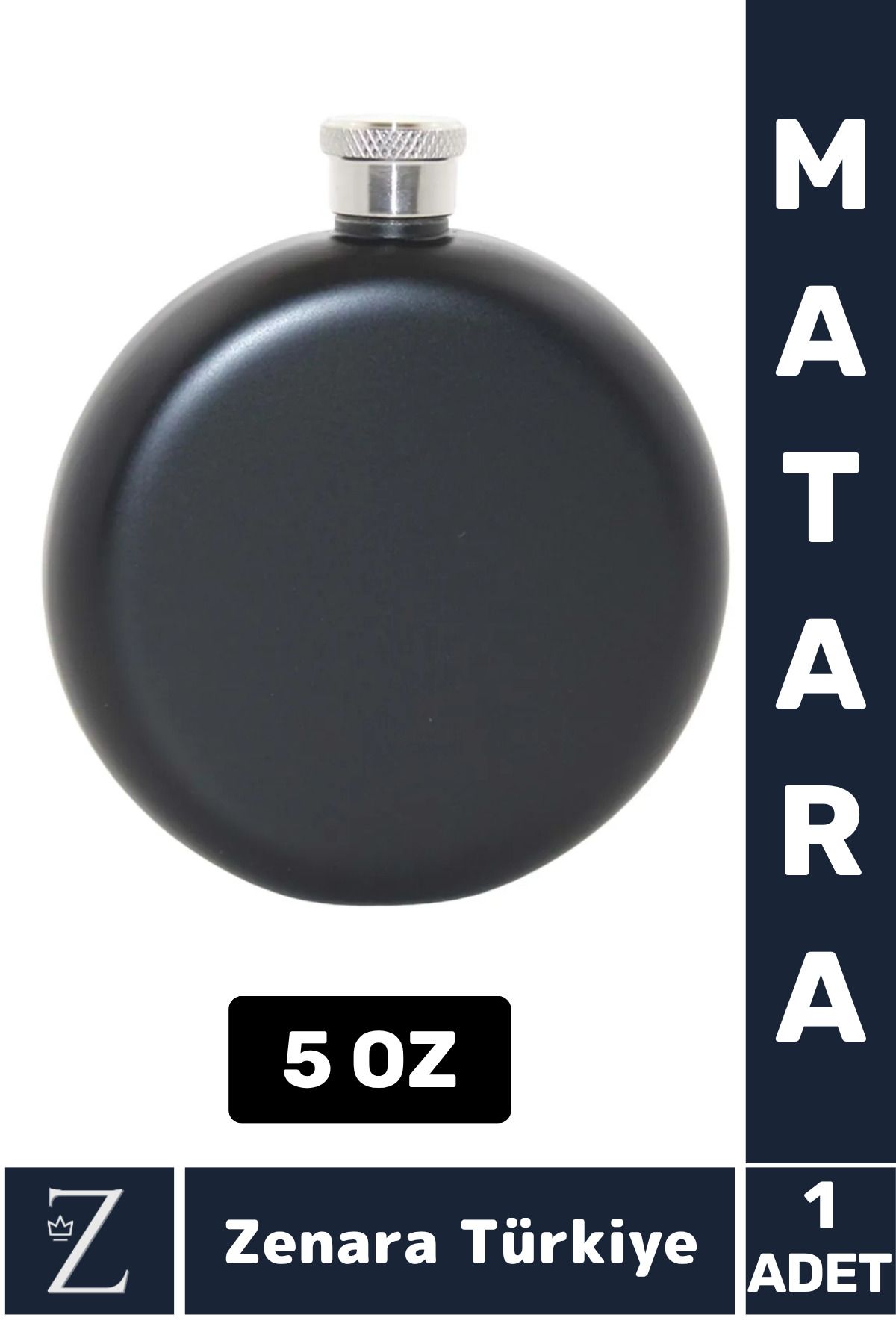 Zenara Yüksek Kalite Kamp Piknik Plaj Yürüyüş Outdoor Alkol Konyak Tekila Şişesi Yuvarlak 5 OZ Siyah Matara