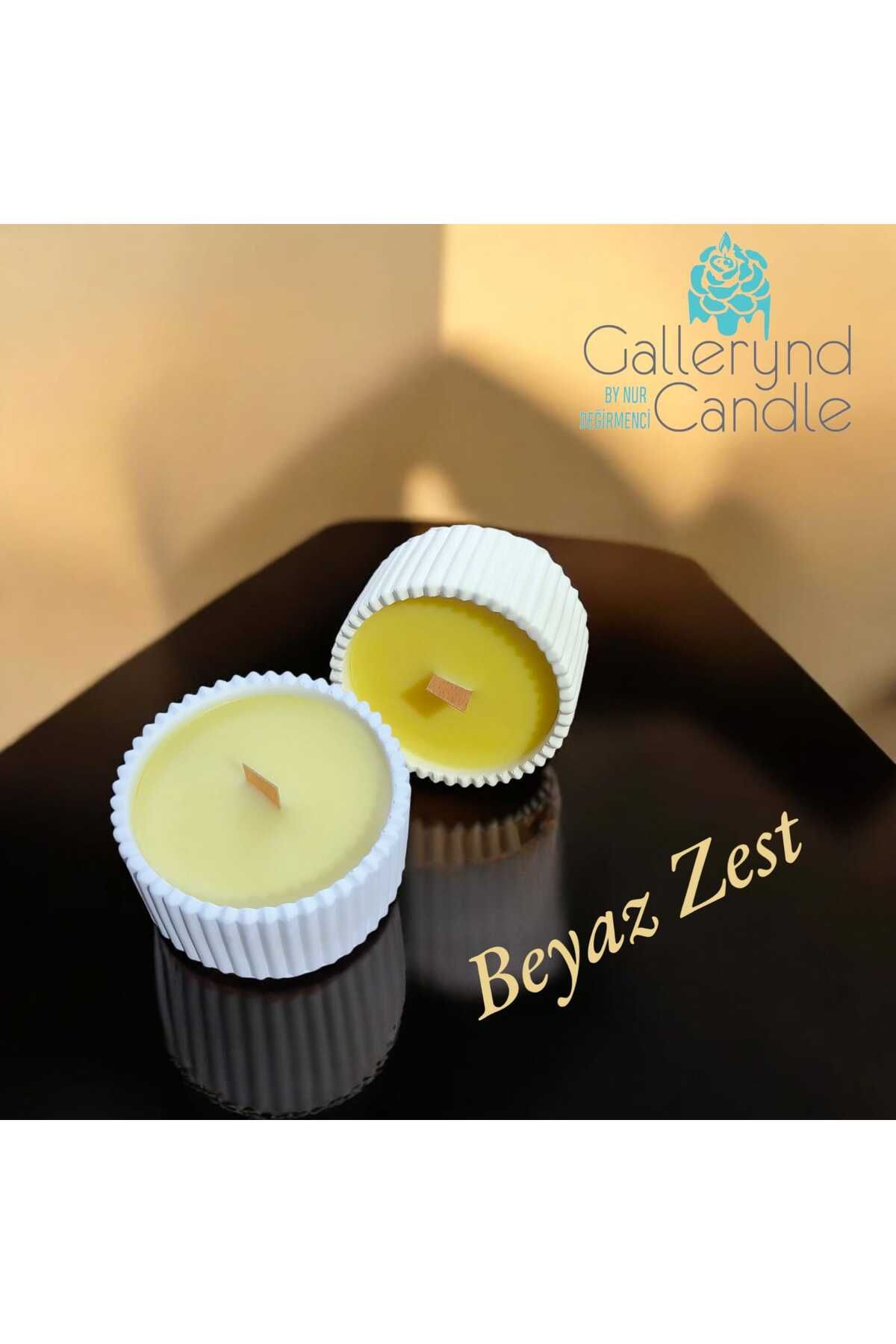 NUR DEĞİRMENCİ GALLERY ND CANDLE BEYAZ ZEST DOĞAL SOYA MUMU BETON MUMLUKTA