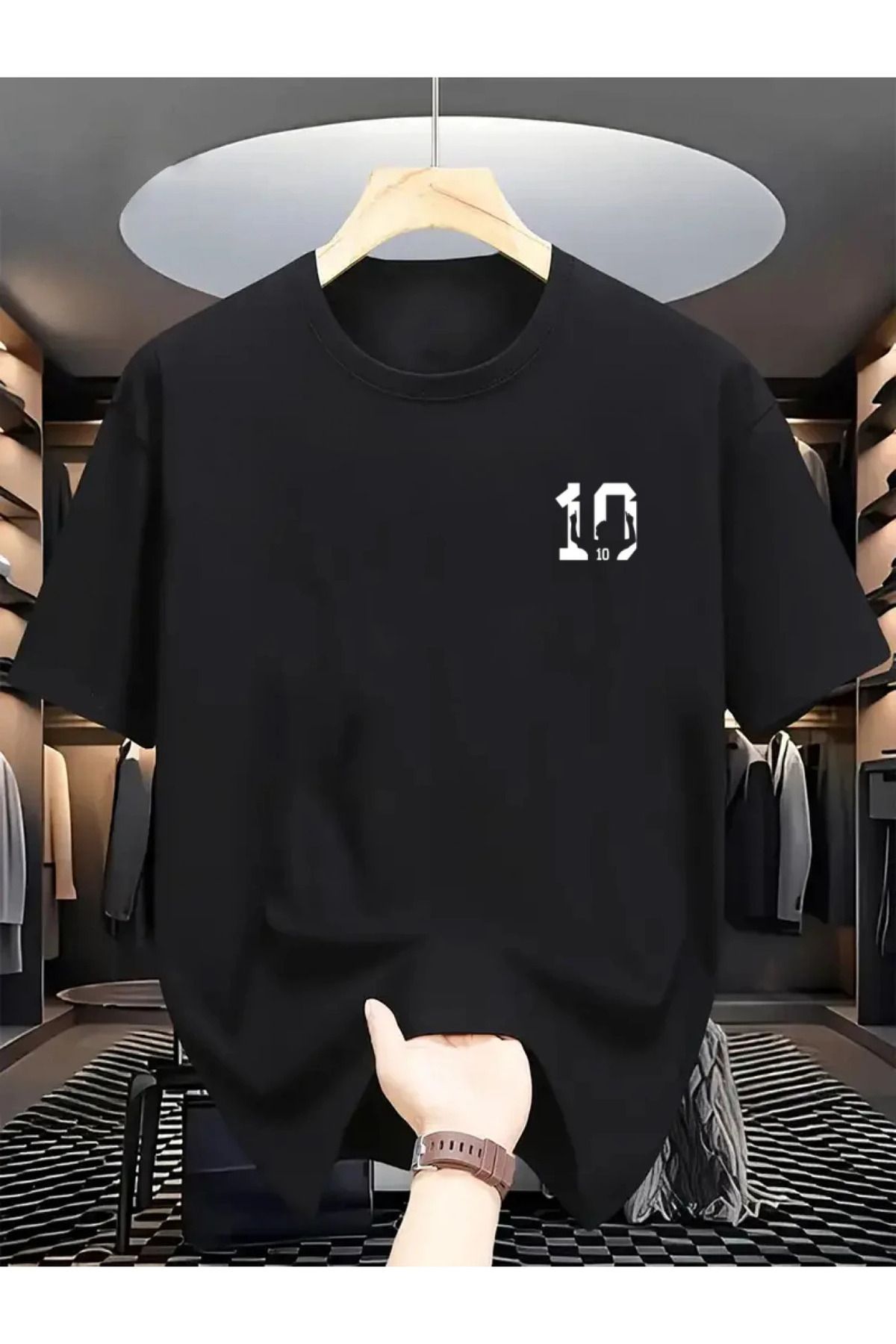 İnazuma Outdoors Unisex Oversize Baskılı Pamuklu Bisiklet Yaka Kısa Kollu SİYAH T-shirt