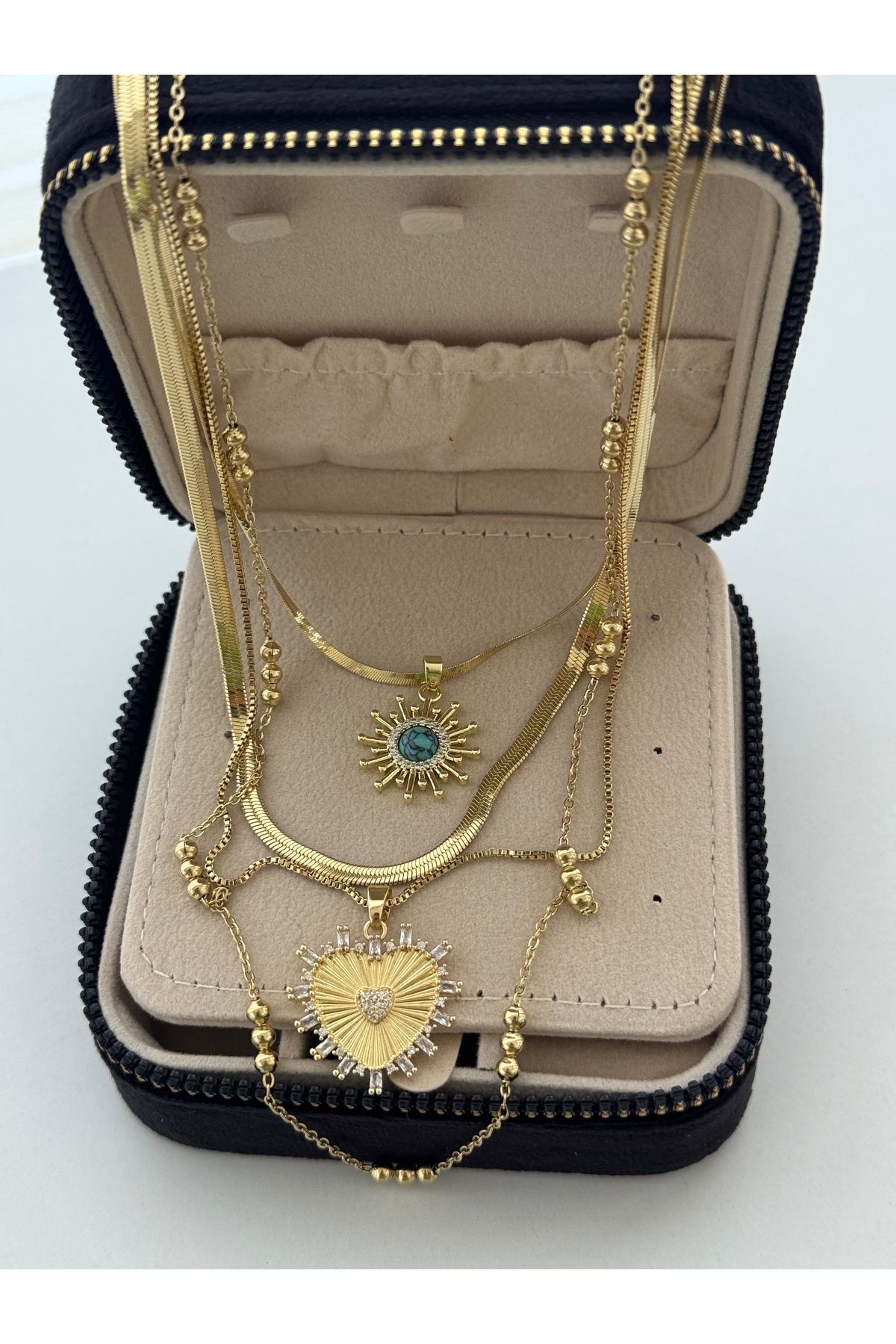 ADALYA 316 ÇELİK GOLD ÇOKLU KOLYE