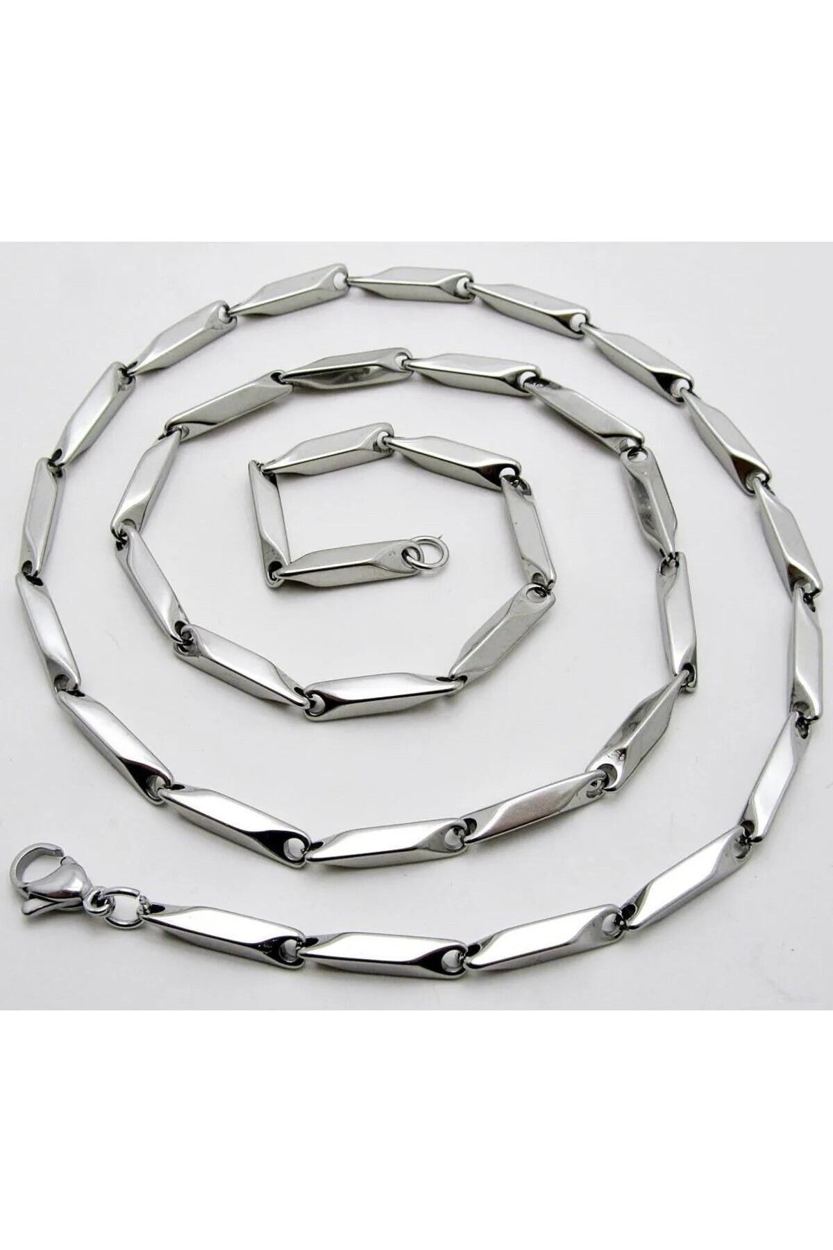 HEYjewelry Erkek Çelik Kolye Kare Küp Üçgen Model Zincir Erkek Kolye