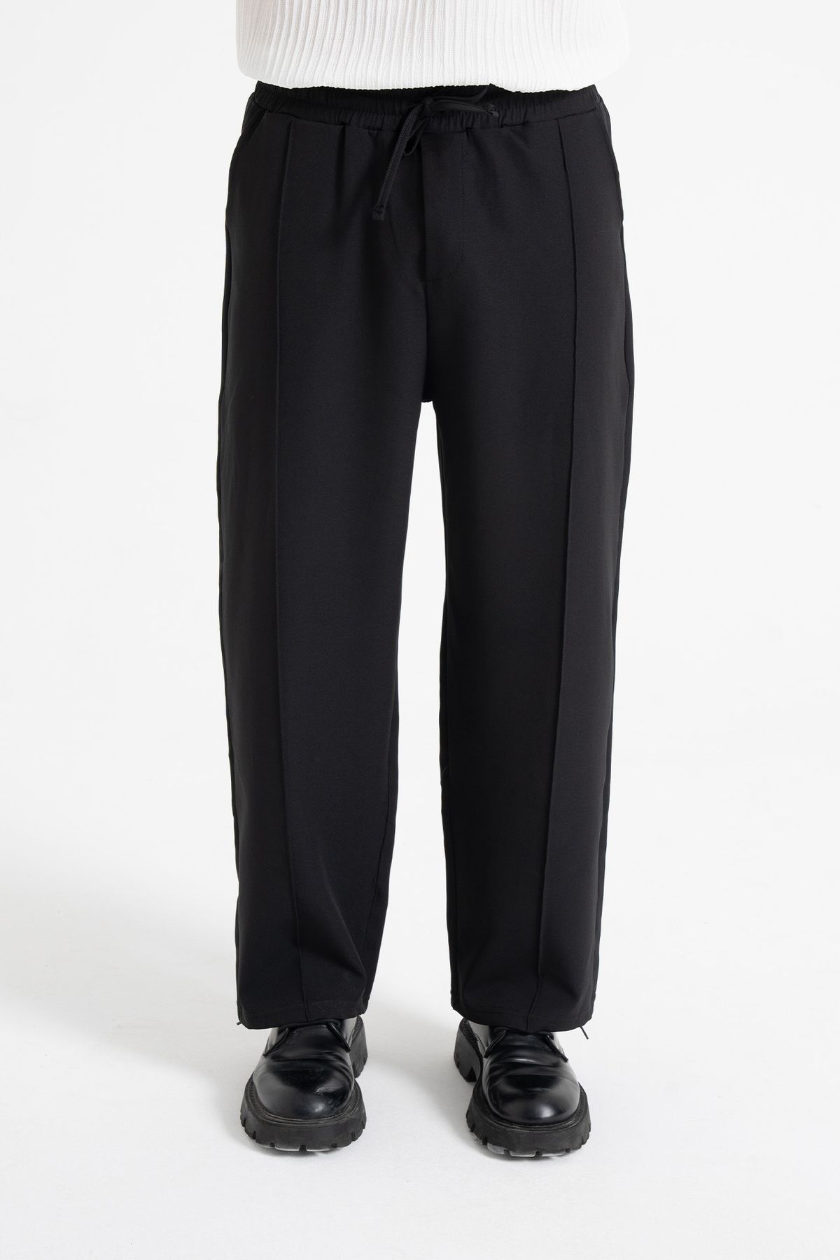 ATE WEAR Çizgi Detay Beli Lastikli Baggy Kumaş Pantolon