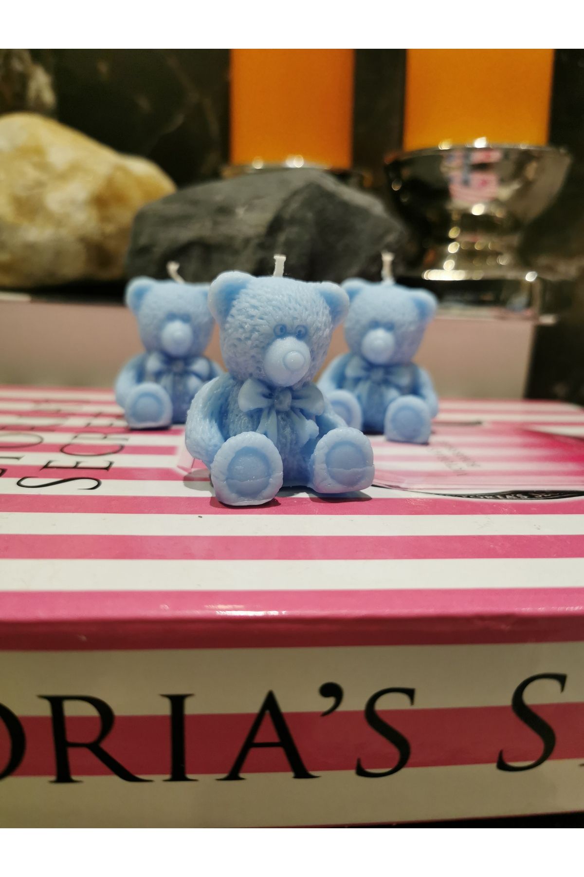 İV BLUE PURPLE İV BLUE PURPLE Babyshower 30 Adet Bebek Mavisi Ayıcık Mum