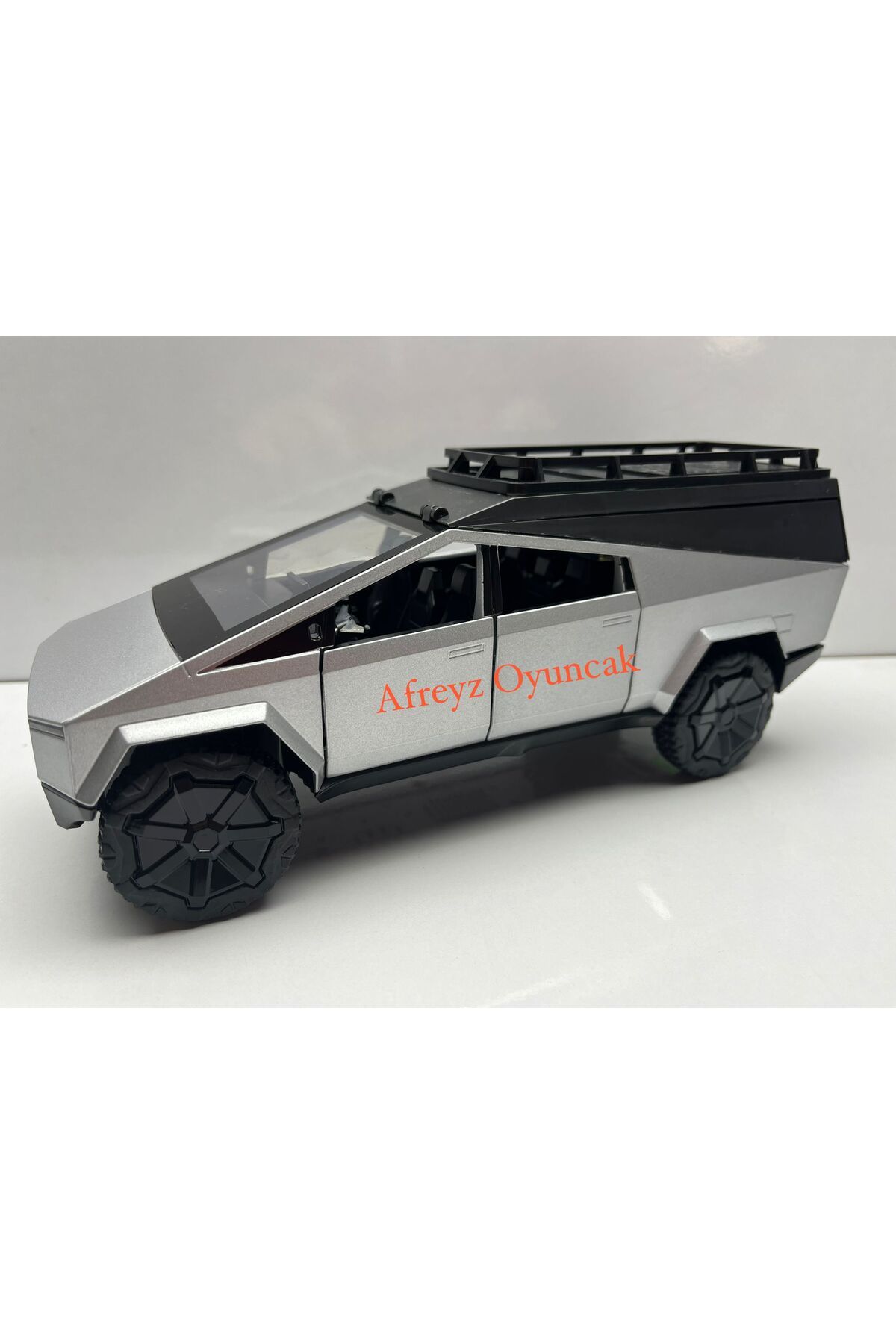 afreyz oyuncak Tesla Cyber Truck Diecast Metal Araba 1:24 Sesli Işıklı Kaput Bagaj Kapılar Açılabilen Tesla