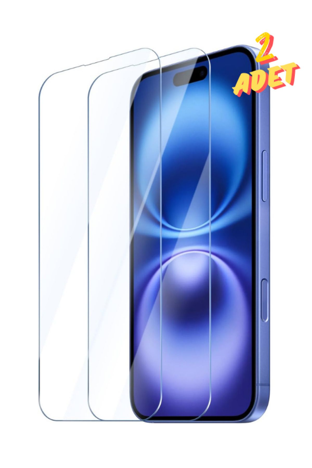 EVAX 2C iPhone 16 Plus Uyumlu 2 Adet 9H Sert Temperli Cam Ekran Koruyucu