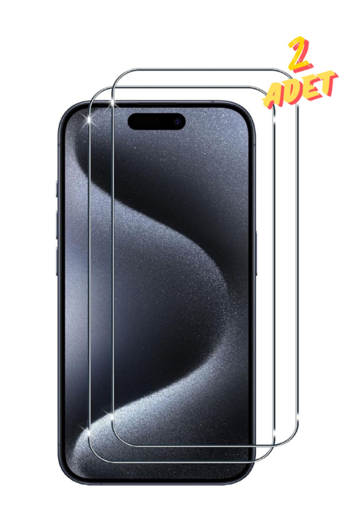 EVAX 2C iPhone 15 Pro Uyumlu 2 Adet 9H Sert Temperli Cam Ekran Koruyucu