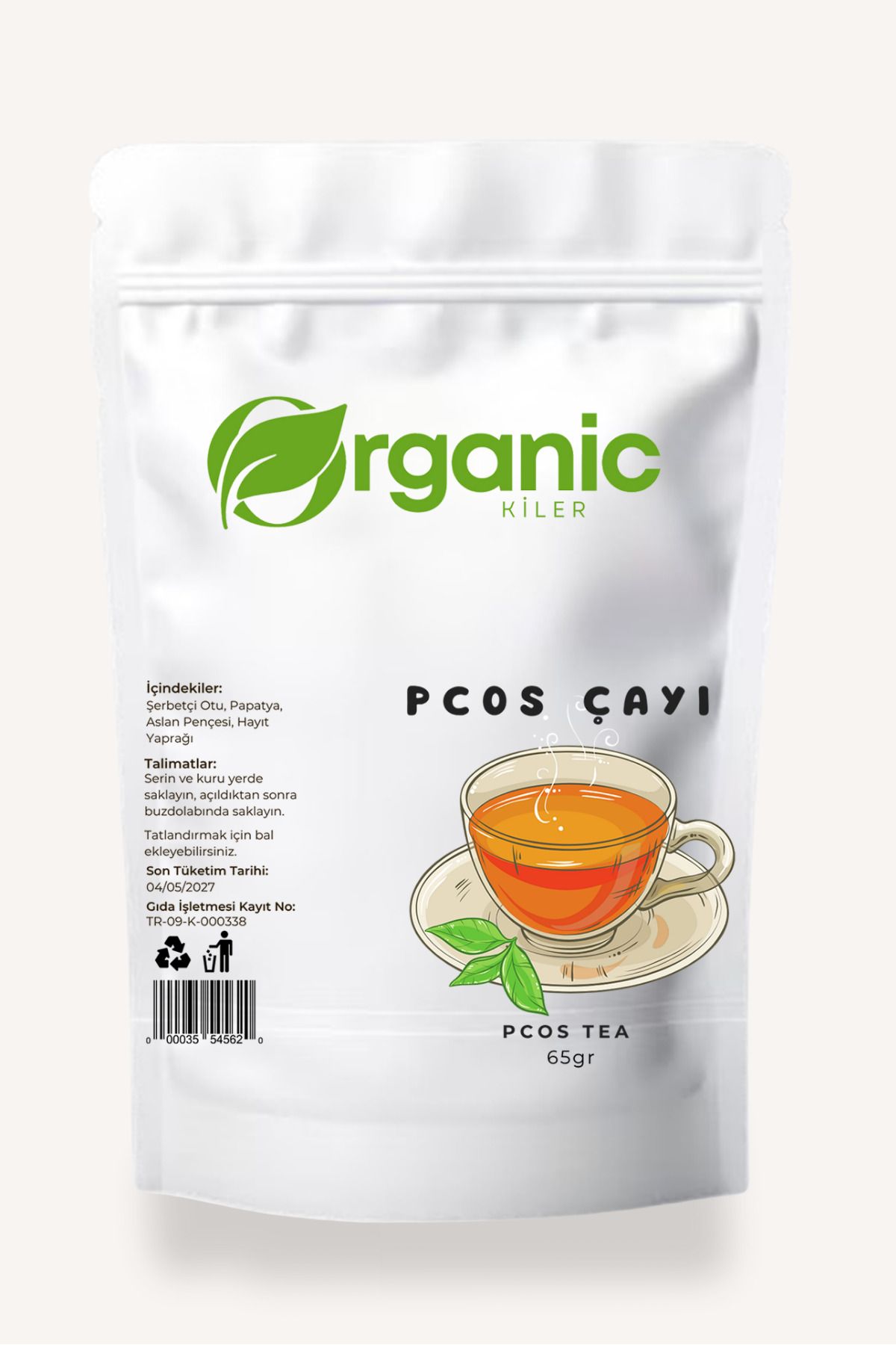 Organic Kiler PCOS Çayı Özel Karışım Kadınlar İçin Özel ( Şerbetçi Otu , Hayıt Yaprağı , Papatya , Aslan Pençesi )