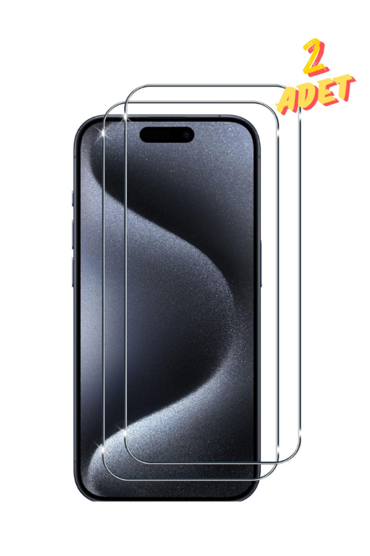 EVAX 2C iPhone 15 Pro Max Uyumlu 2 Adet 9H Sert Temperli Cam Ekran Koruyucu