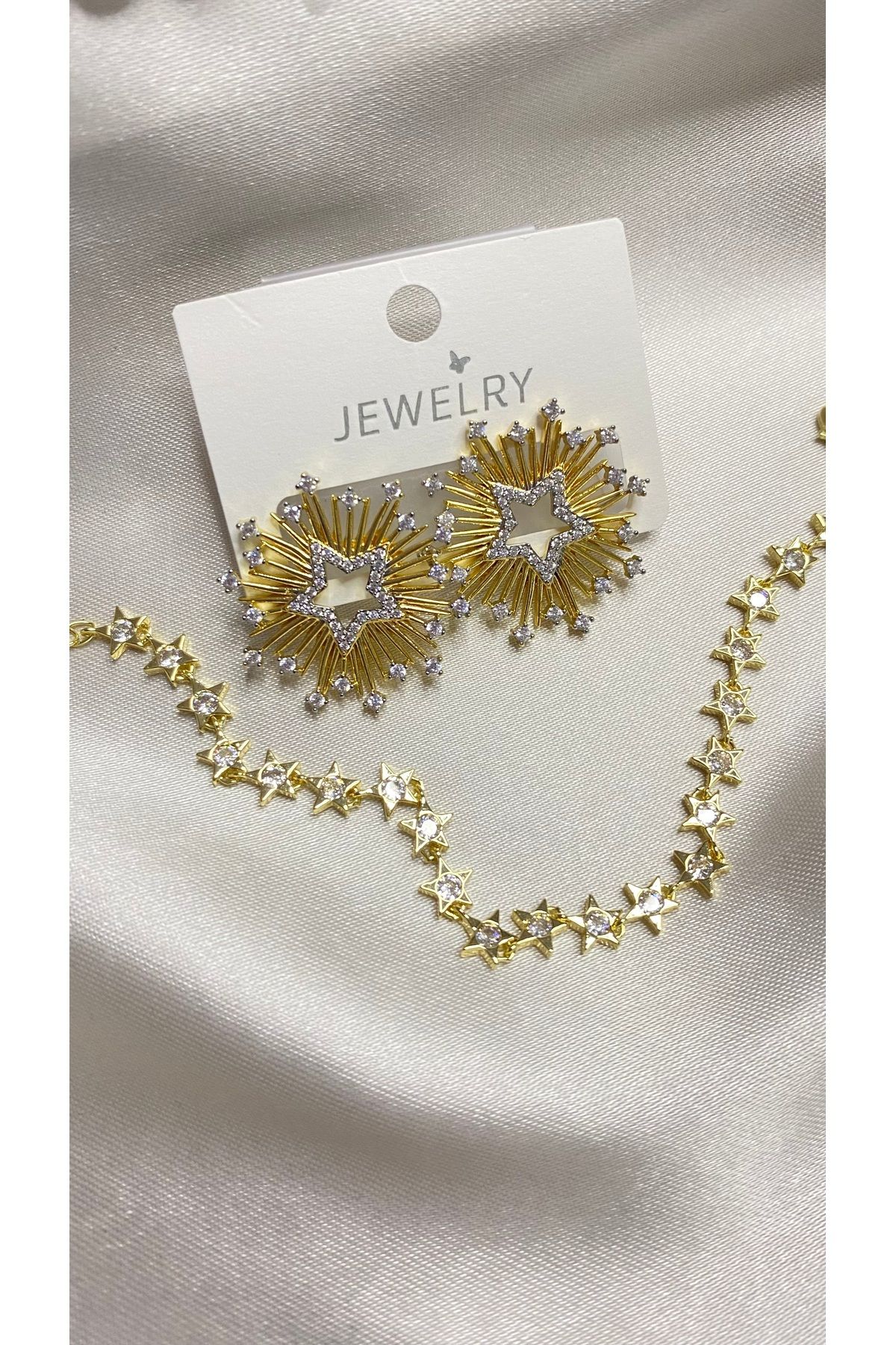 GLOWVİA AKSESUAR Yıldız Küpe & Bileklik 2’li Set