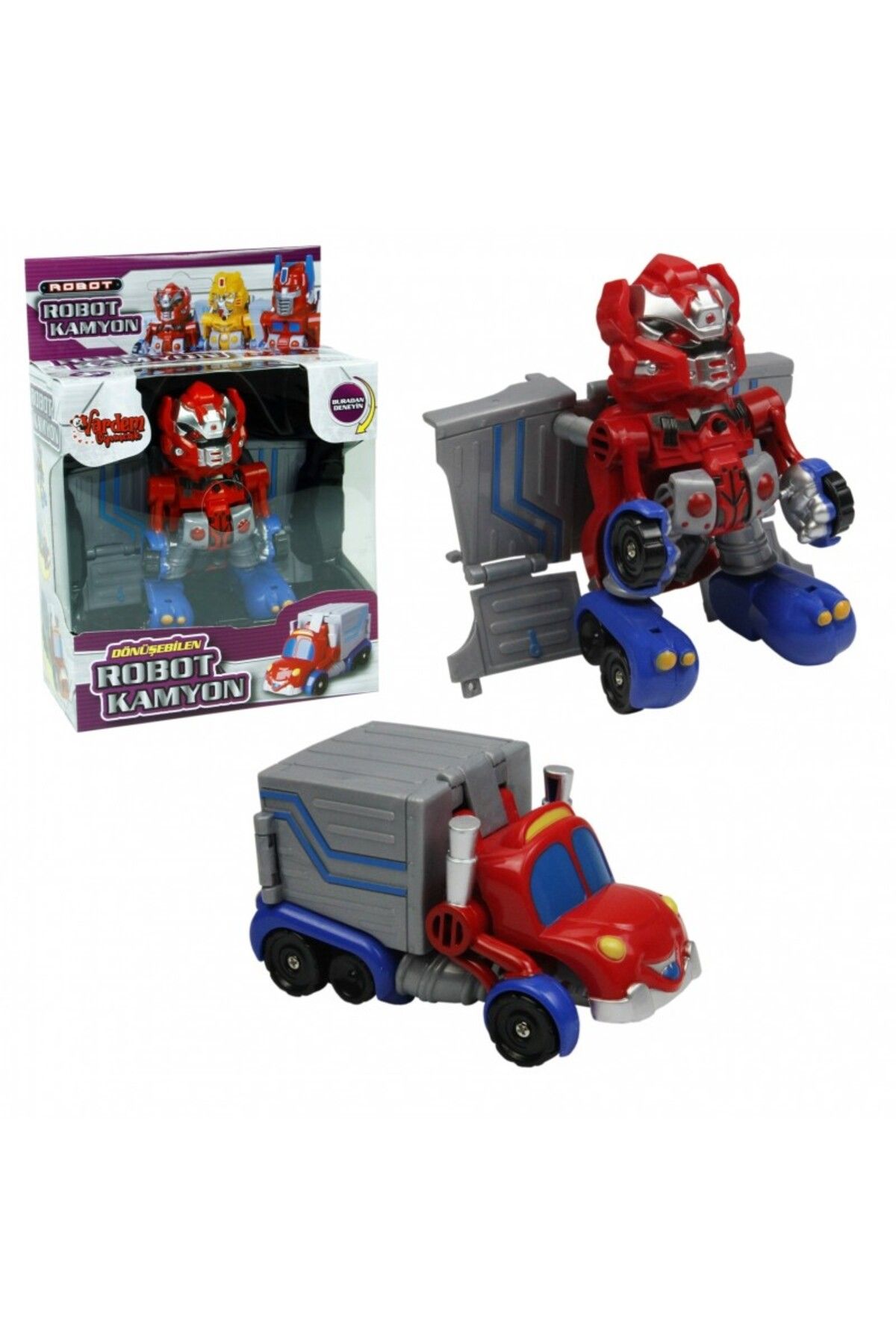 GÜVEN Kutulu Dönüşebilen Mini Robot Kamyon Sesli Ve Işıklı Transformes Robot Araba