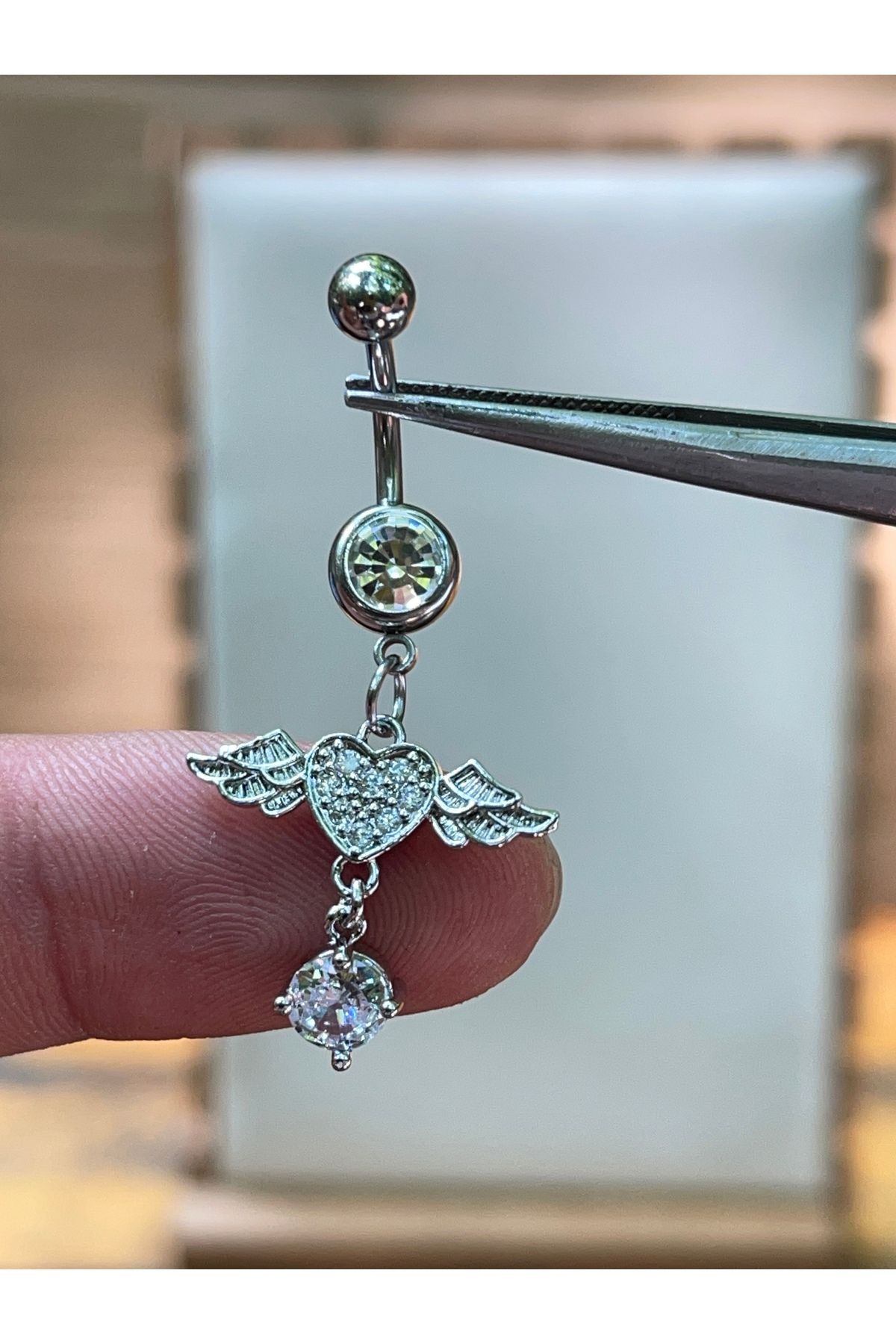 Rupen Kraft 316 L Cerrahi Çelik Kanatlı Kalp Modeli Göbek Piercingi